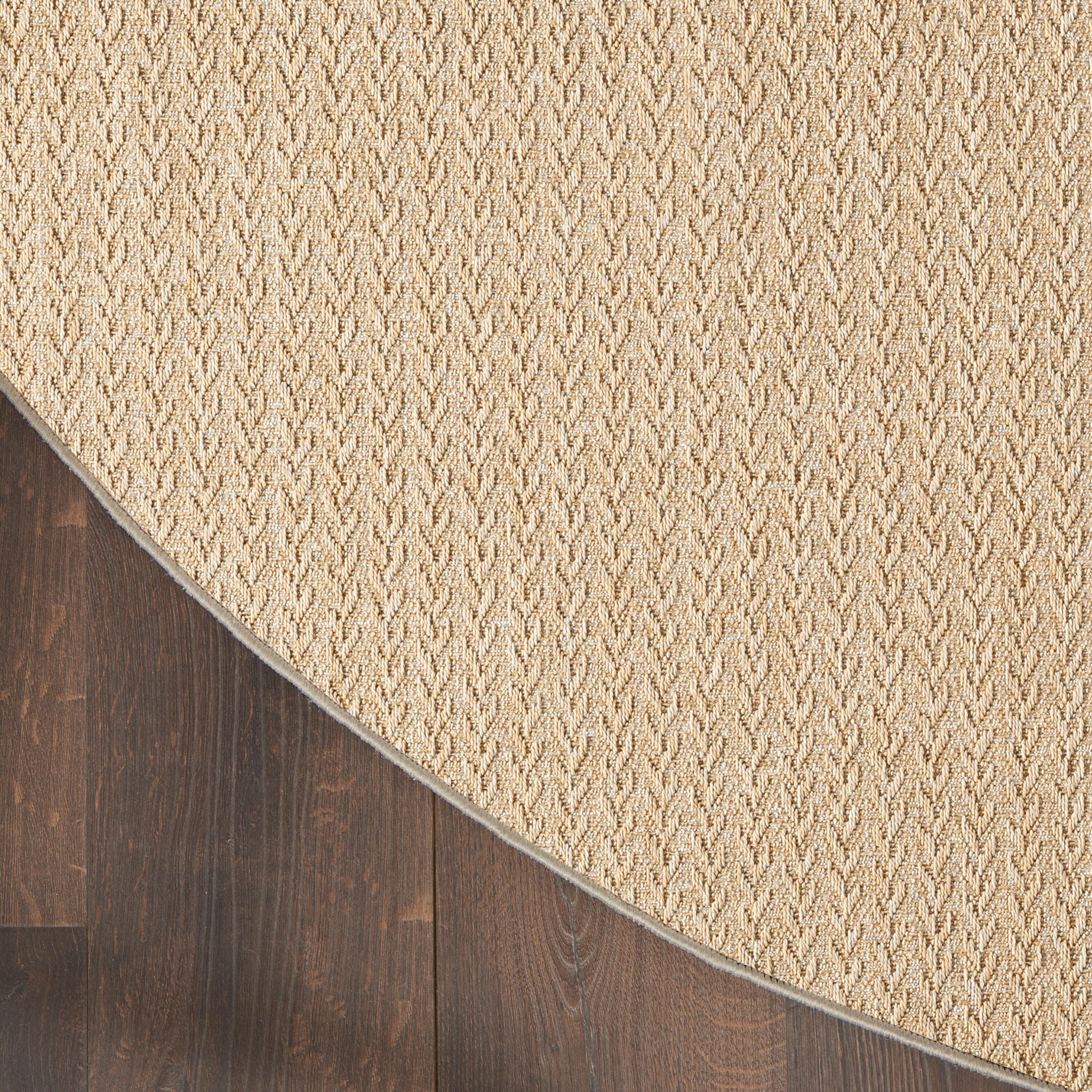 Nourison Home Tulum Chevron 8' Round Area Rug, Taupe, large