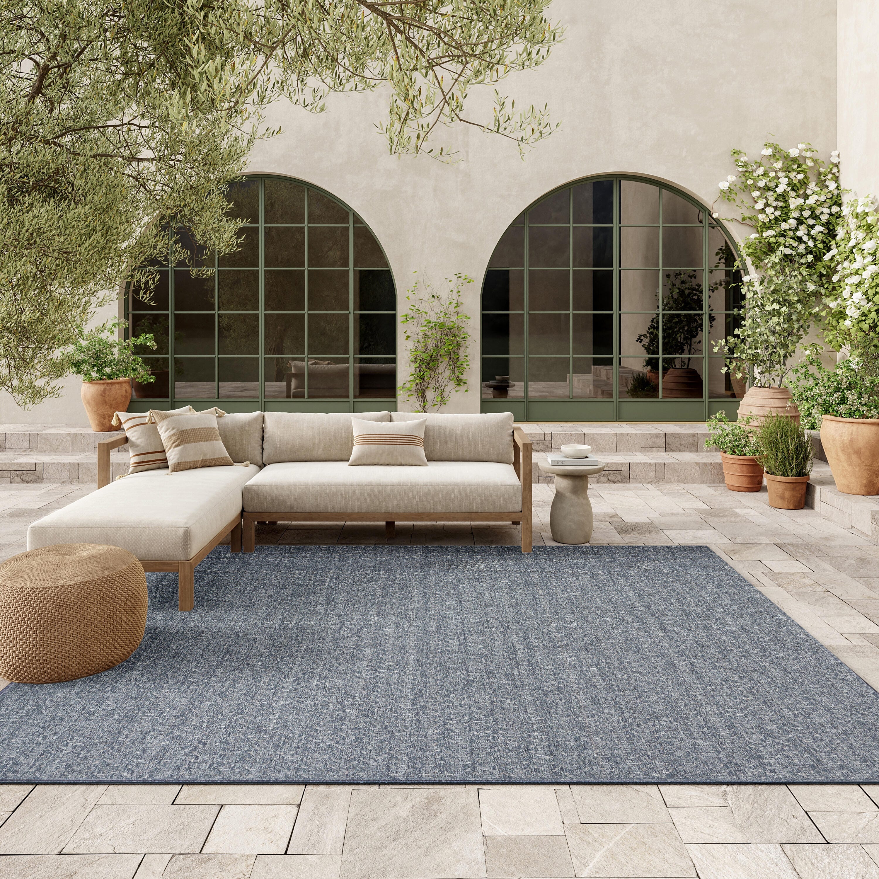 Nourison Home Tulum Chevron 8' x 10' Area Rug, Denim, large