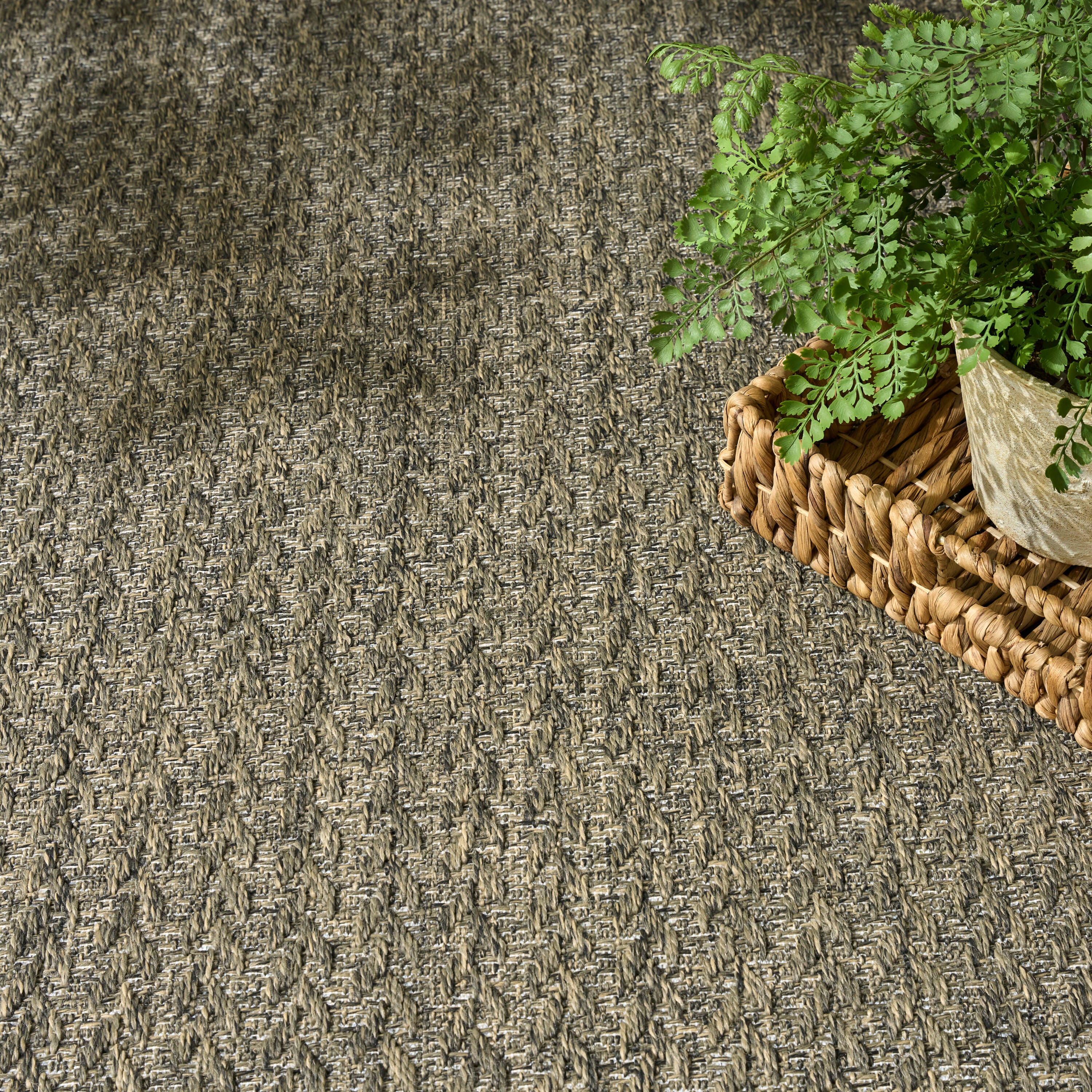 Nourison Home Tulum Chevron 8' x 10' Area Rug, Olive, large