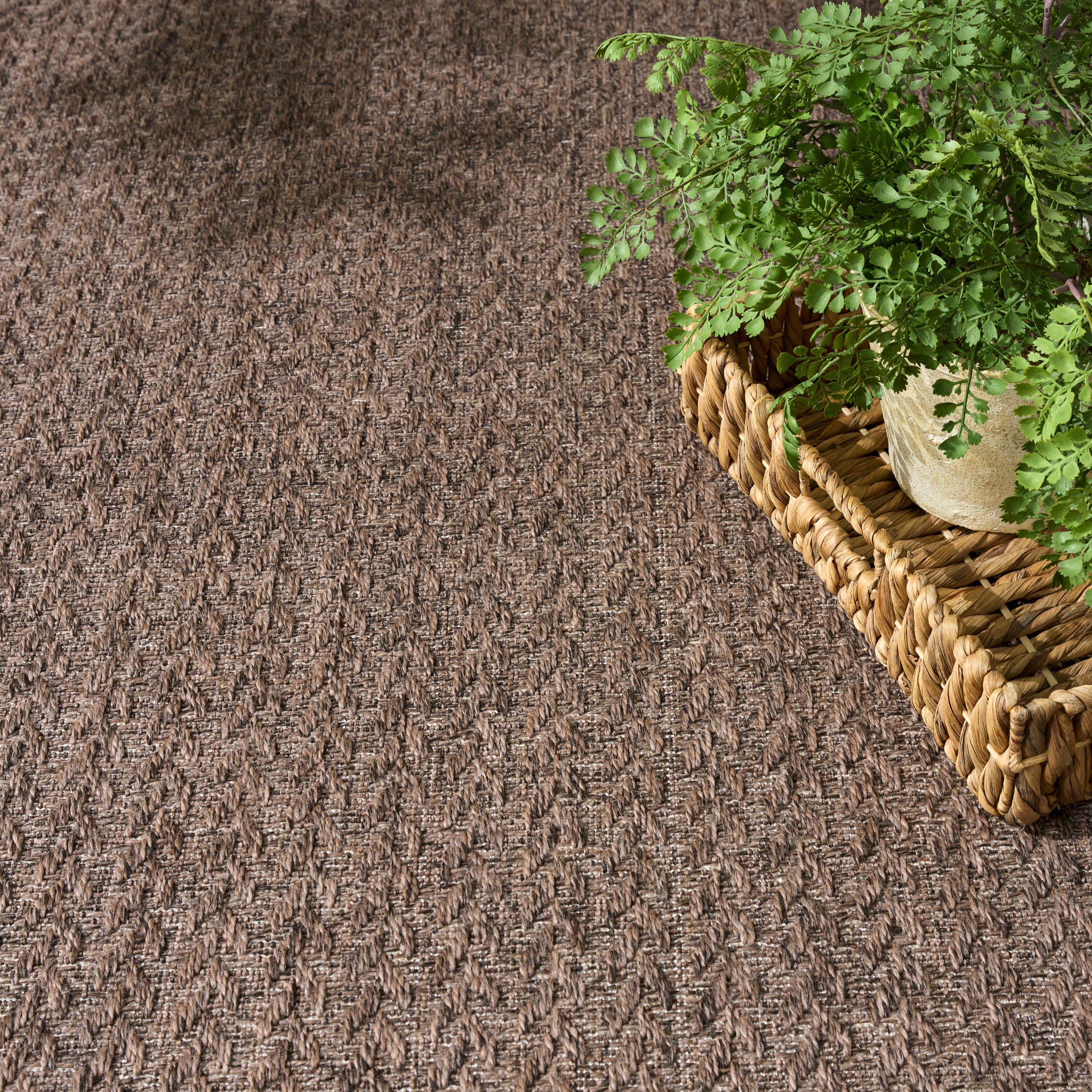 Nourison Home Tulum Chevron 9' x 12' Area Rug, Brown, large