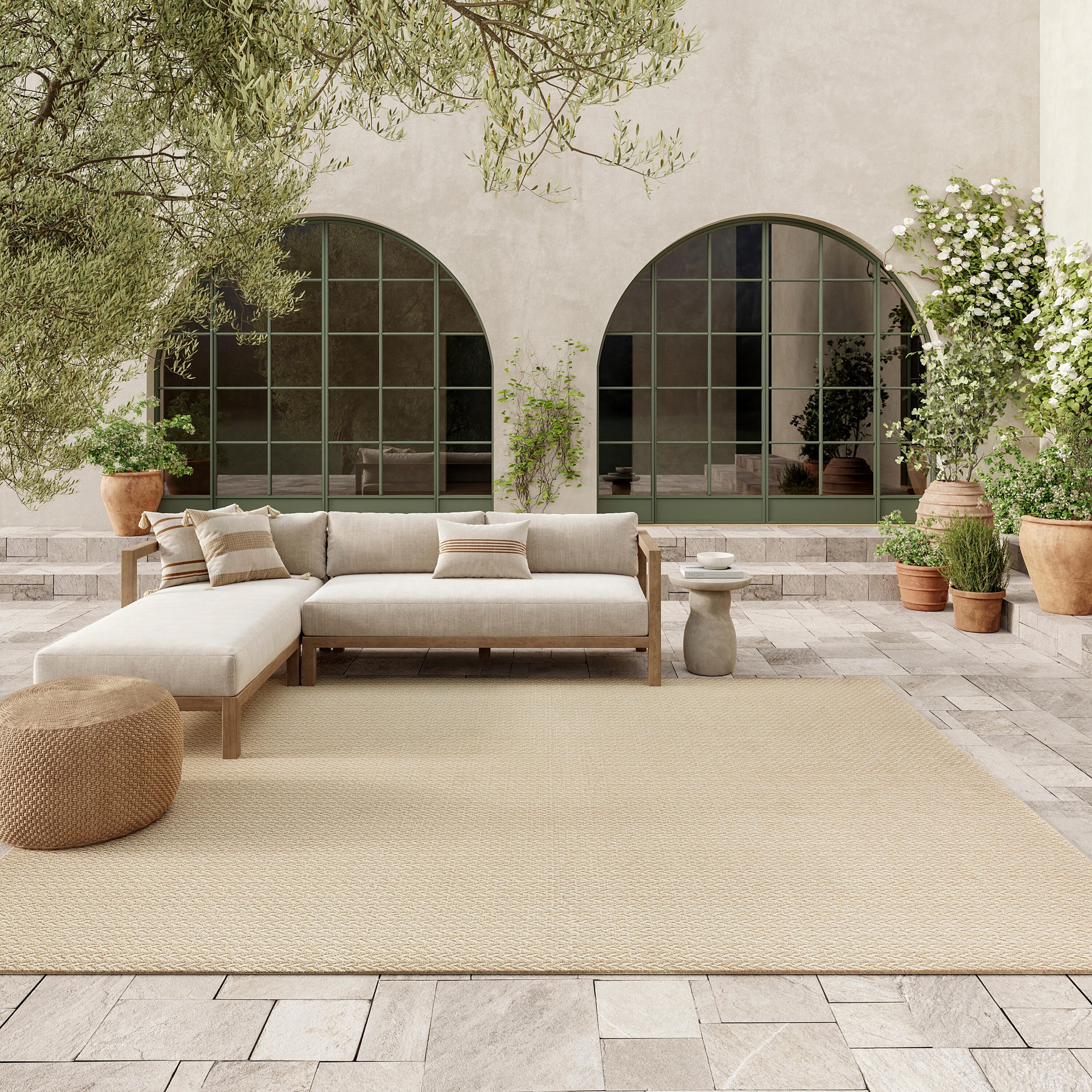 Nourison Home Tulum Chevron 9' x 12' Area Rug, Cream, large