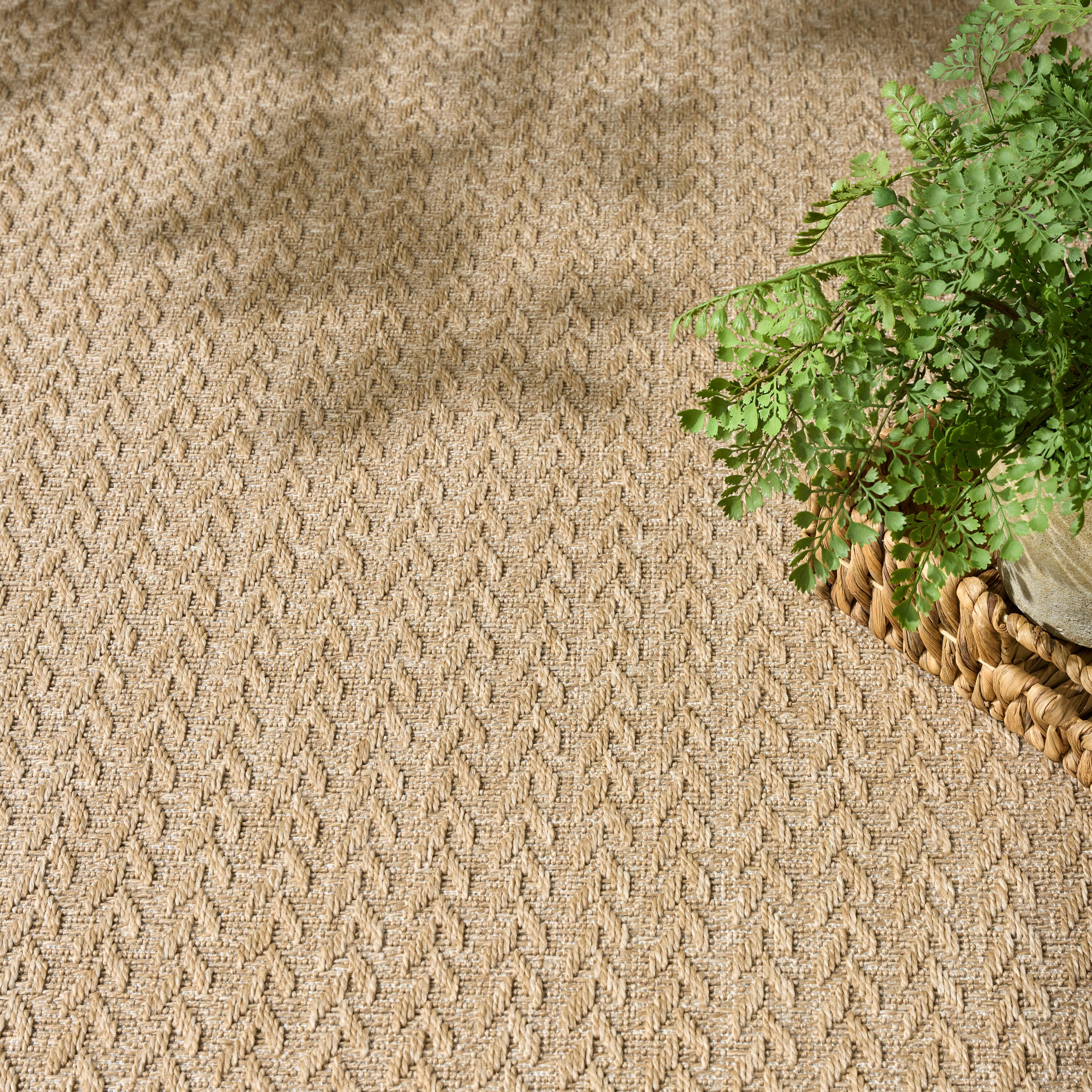 Nourison Home Tulum Chevron 9' x 12' Area Rug, Taupe, large