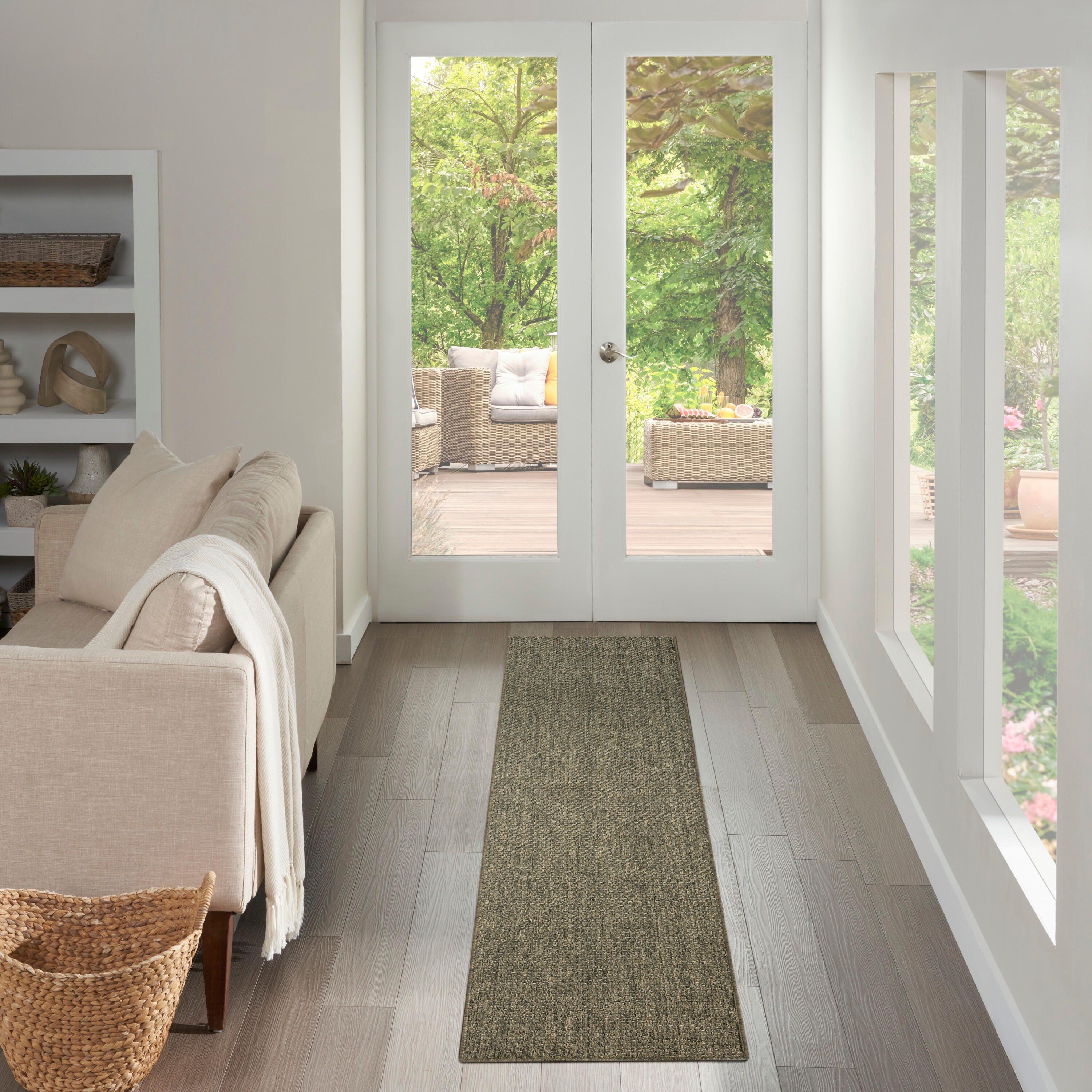 Nourison Home Tulum 2'2" x 8' Runner Rug, Olive, rollover