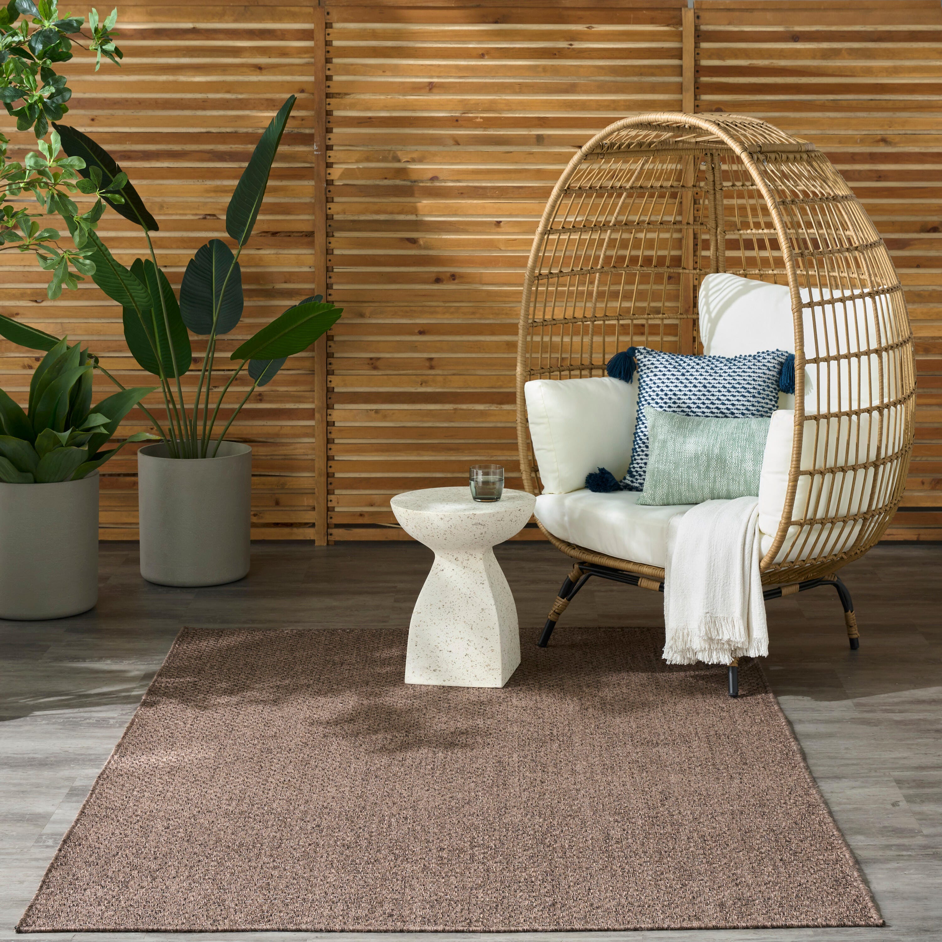 Nourison Home Tulum 5'3" x 7' Area Rug, Brown, large