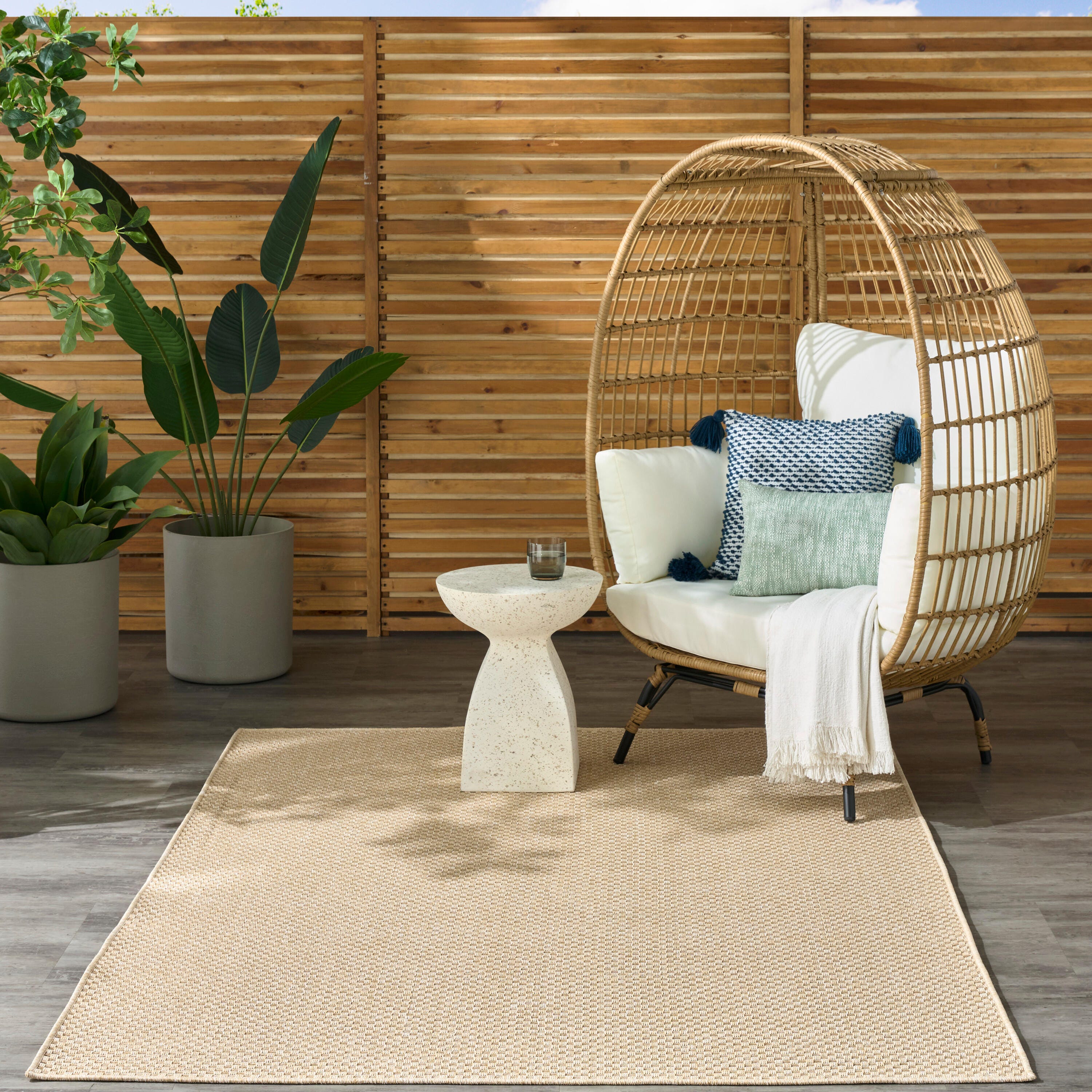 Nourison Home Tulum 6' x 9' Area Rug, Cream, large