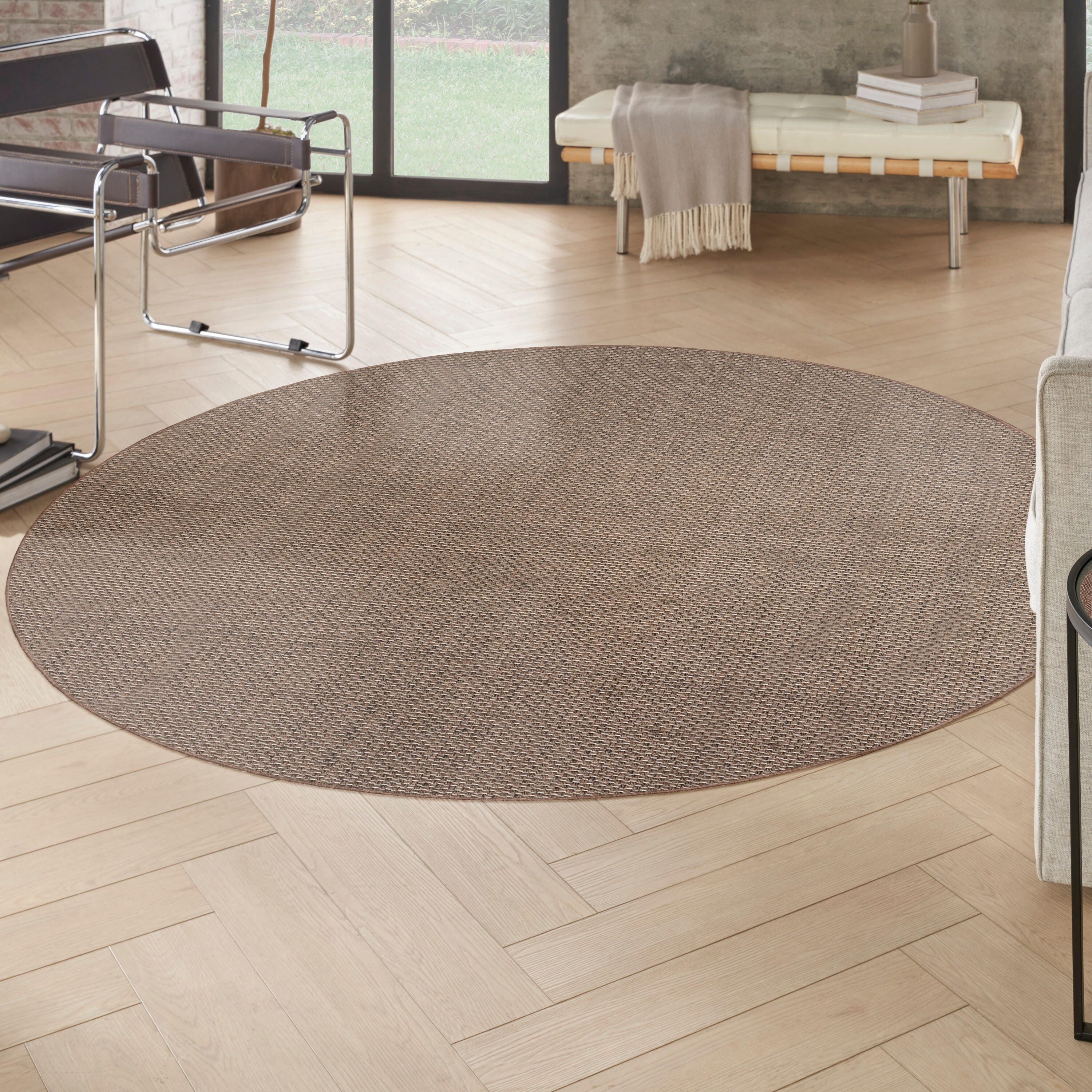 Nourison Home Tulum 8' Round Area Rug, Brown, rollover