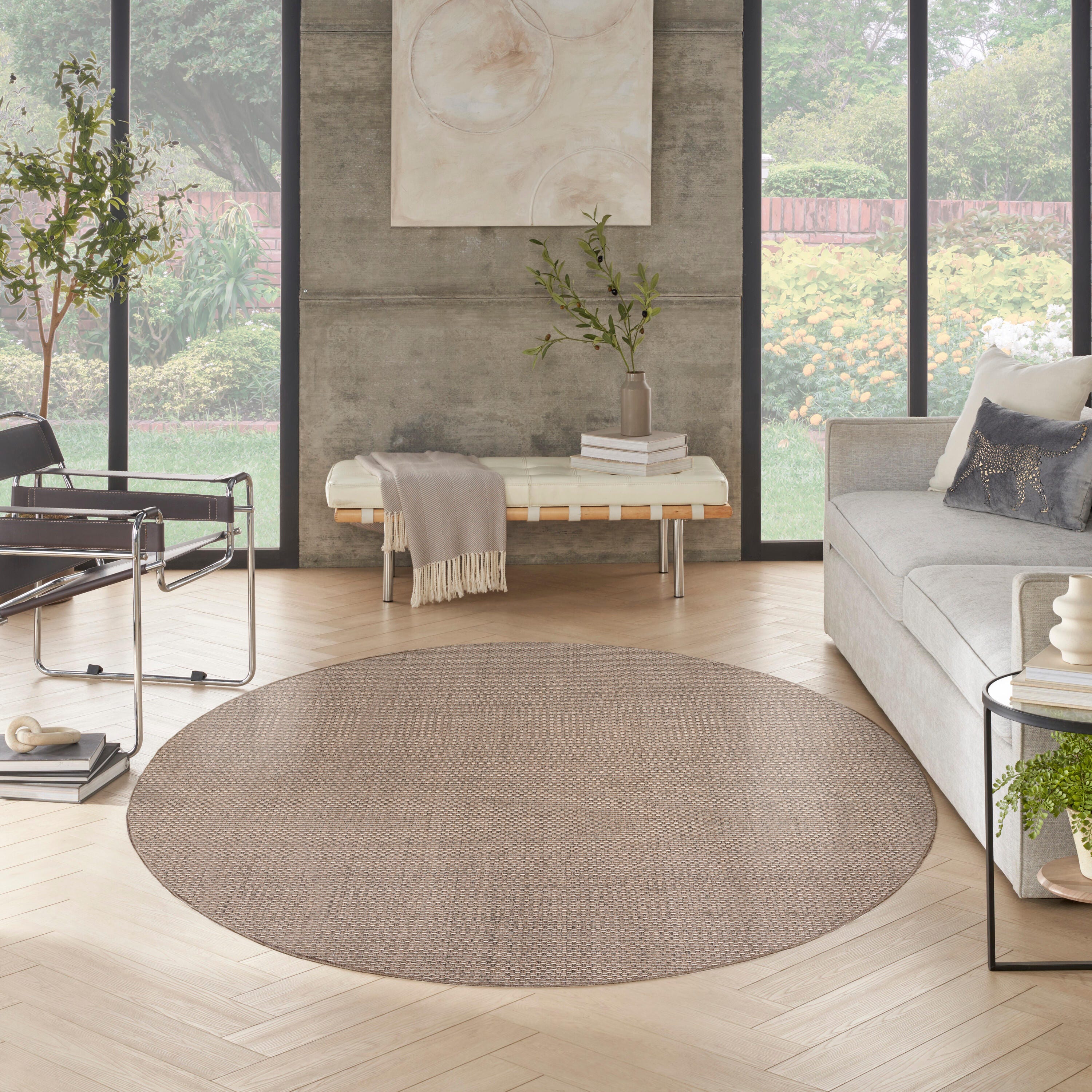 Nourison Home Tulum 8' Round Area Rug, Brown, large