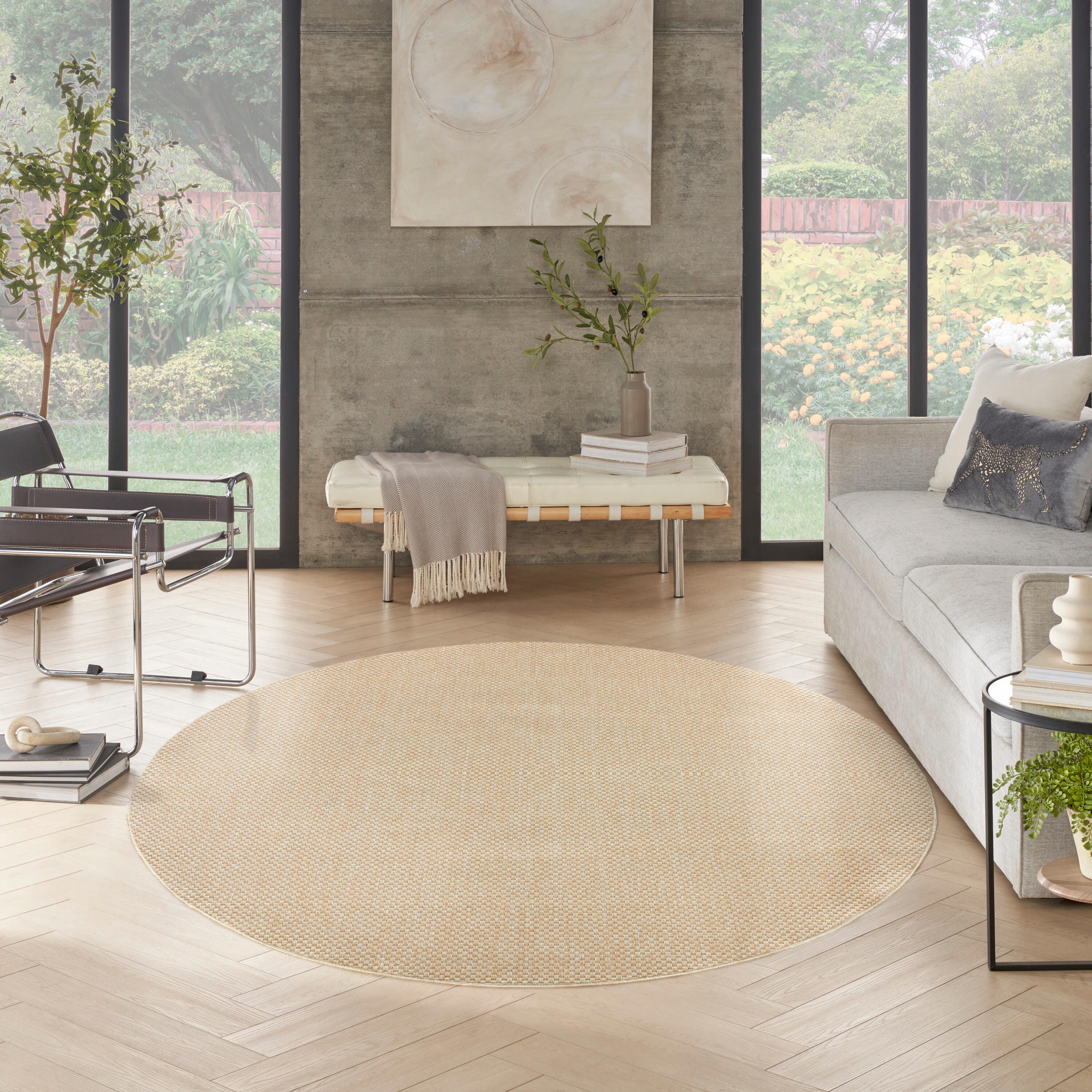 Nourison Home Tulum 8' Round Area Rug, Cream, large