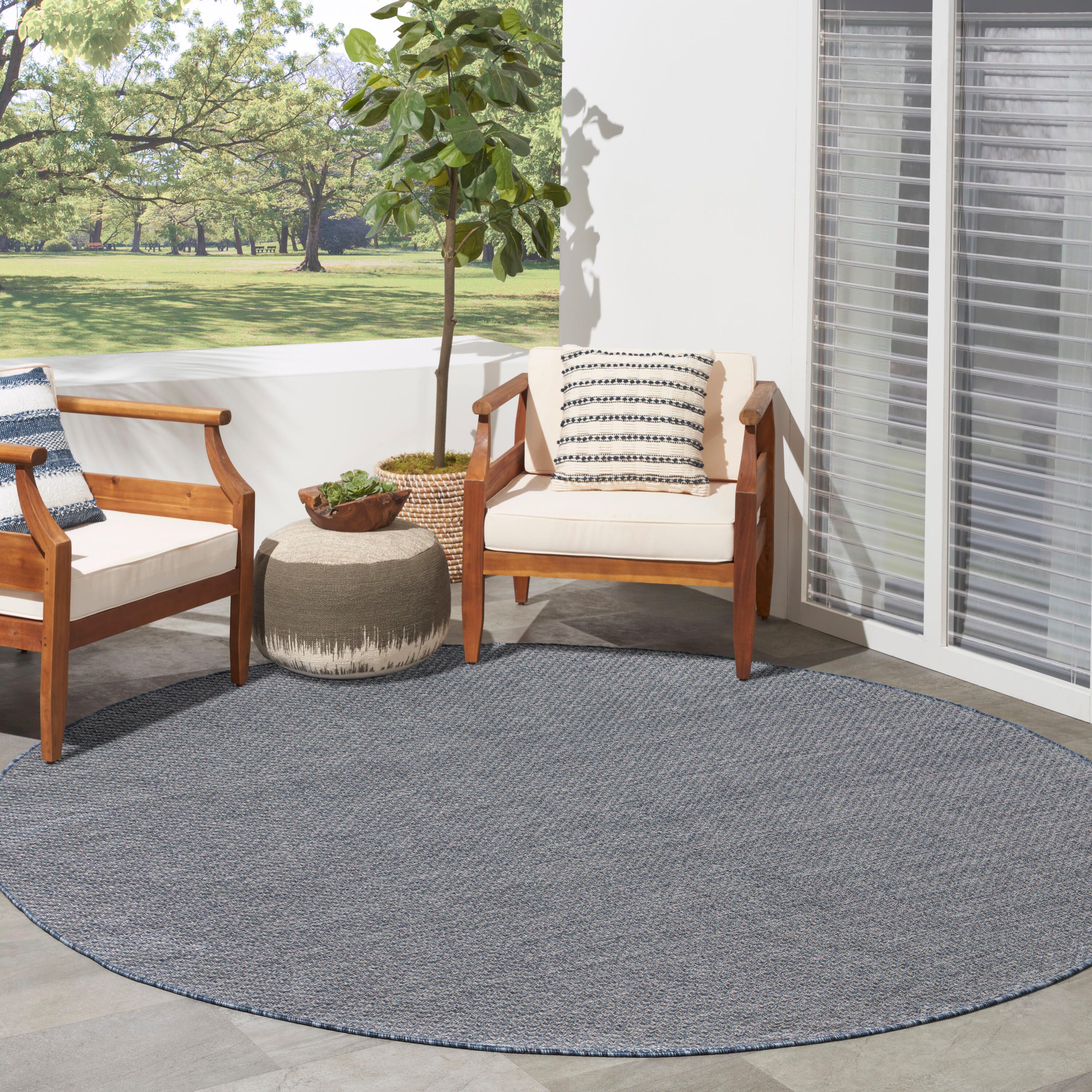 Nourison Home Tulum 8' Round Area Rug, Denim, rollover