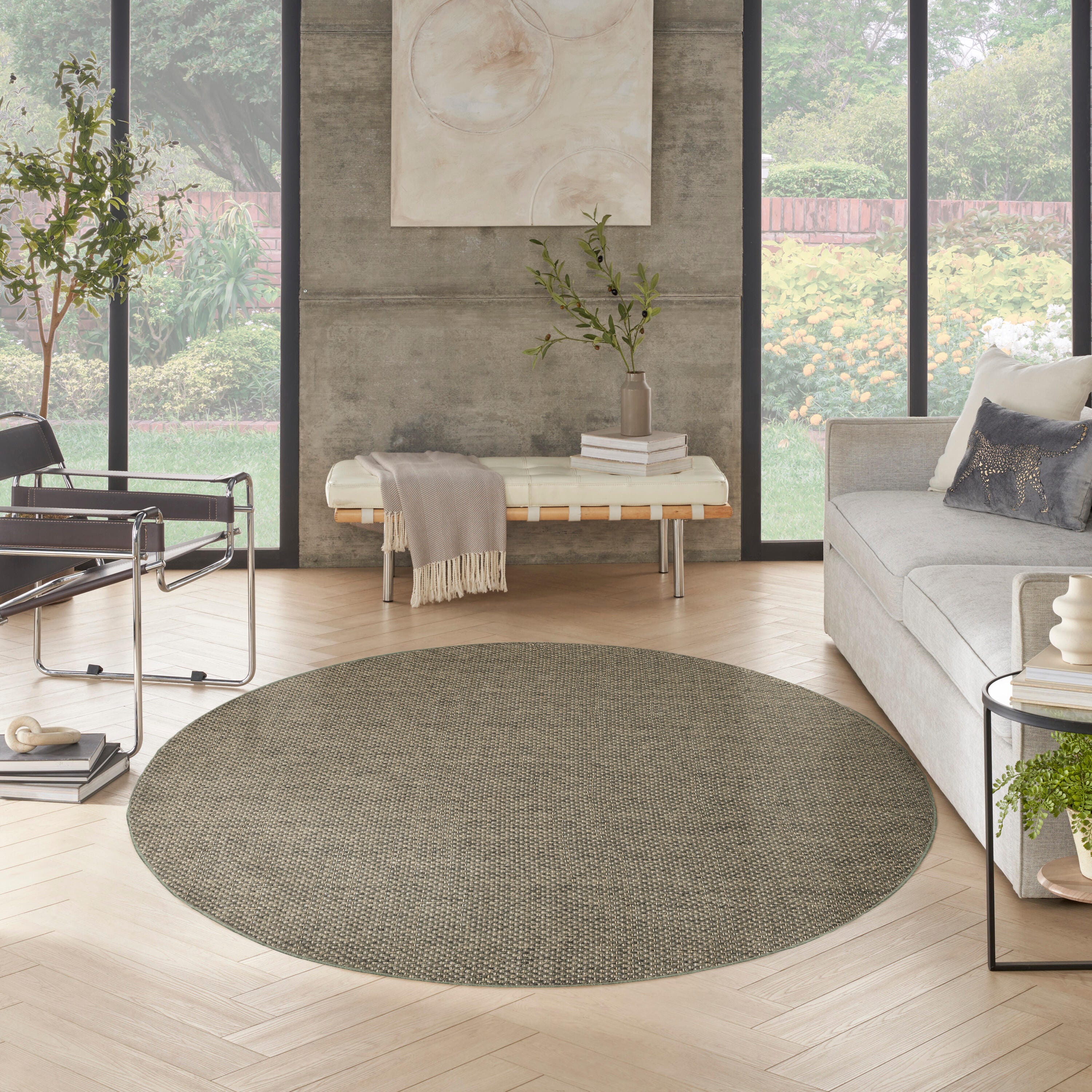 Nourison Home Tulum 8' Round Area Rug, Olive, large