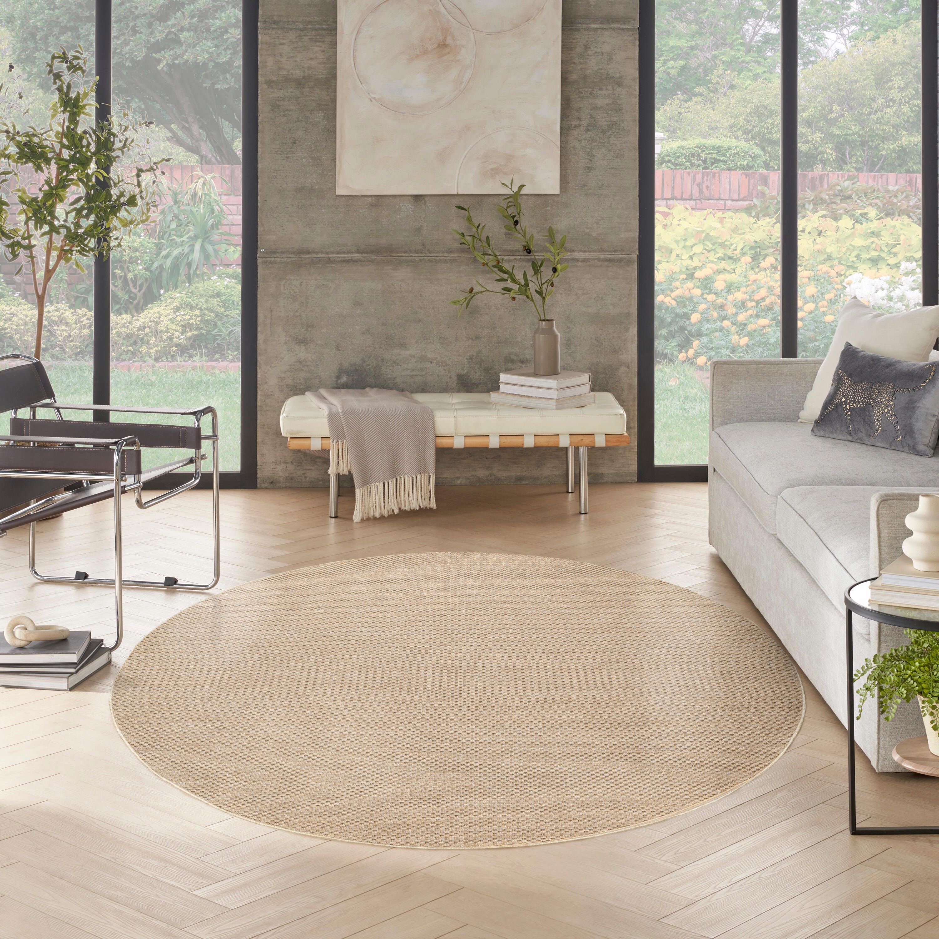 Nourison Home Tulum 8' Round Area Rug, Taupe, large
