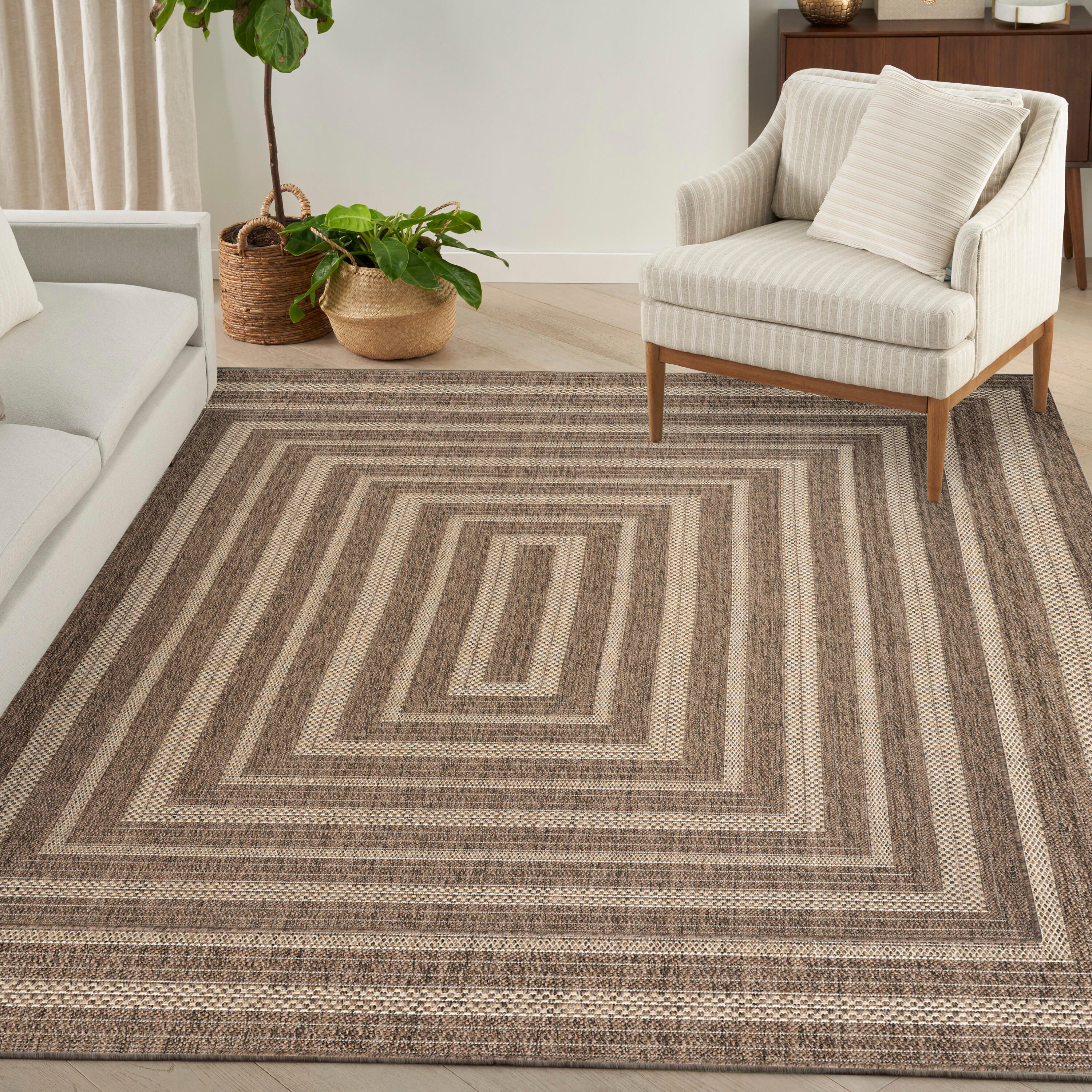 Nourison Home Tulum Geometric 10' x 14' Area Rug, Brown, rollover