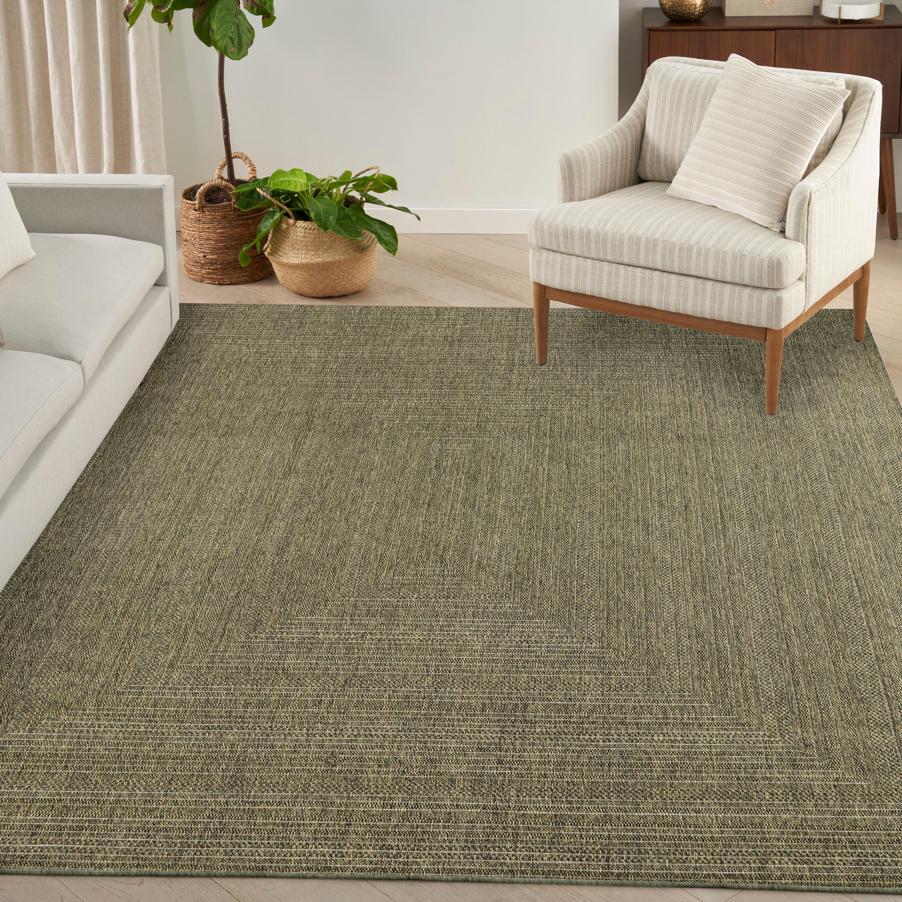 Nourison Home Tulum Geometric 10' x 14' Area Rug, Olive, rollover