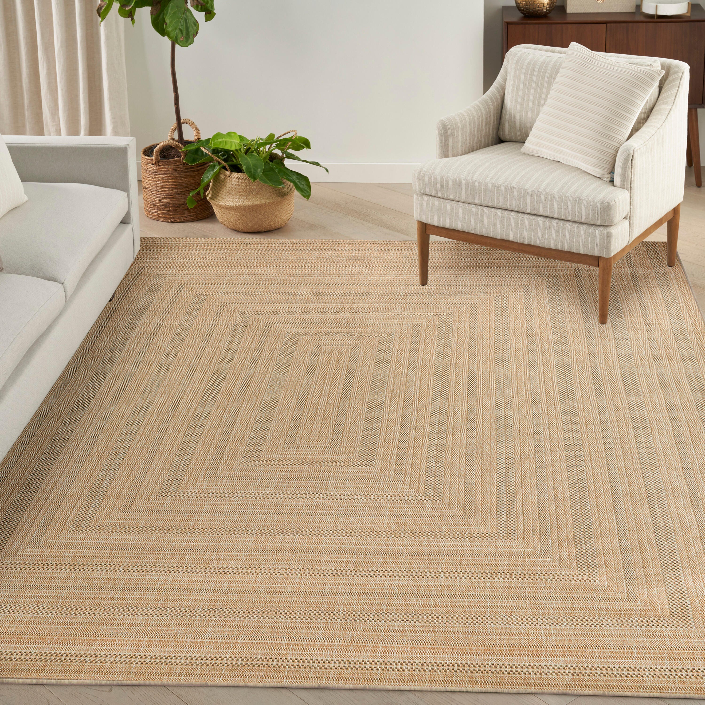 Nourison Home Tulum Geometric 10' x 14' Area Rug, Taupe/Gray, rollover