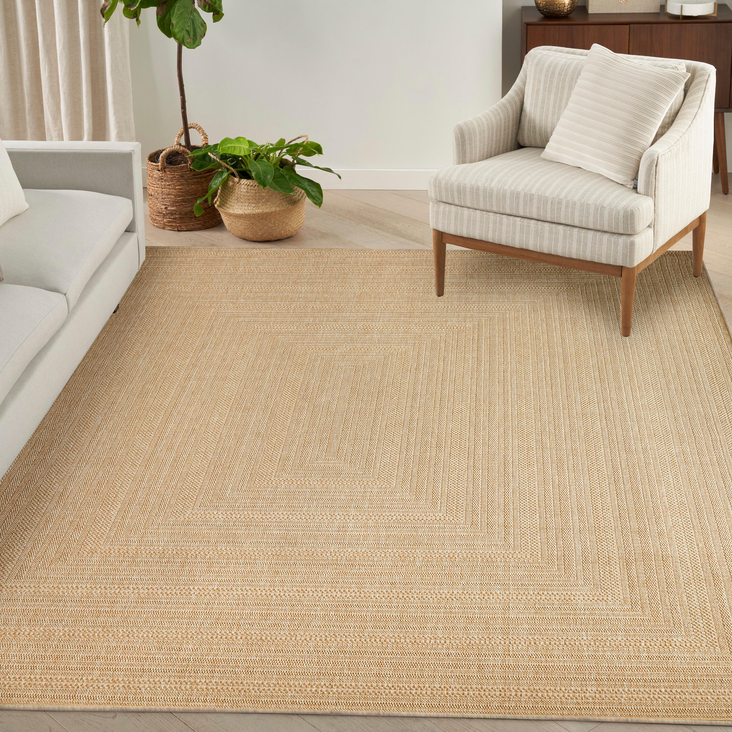 Nourison Home Tulum Geometric 10' x 14' Area Rug, Taupe/Ivory, rollover