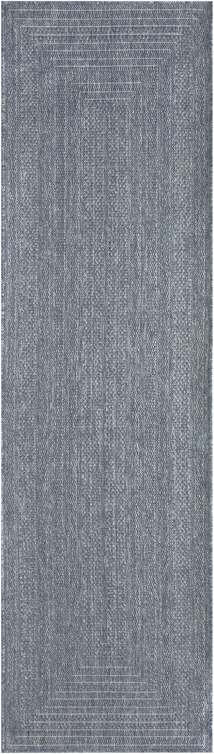 Nourison Home Tulum Geometric 2'2" x 10' Runner Rug, Denim, large