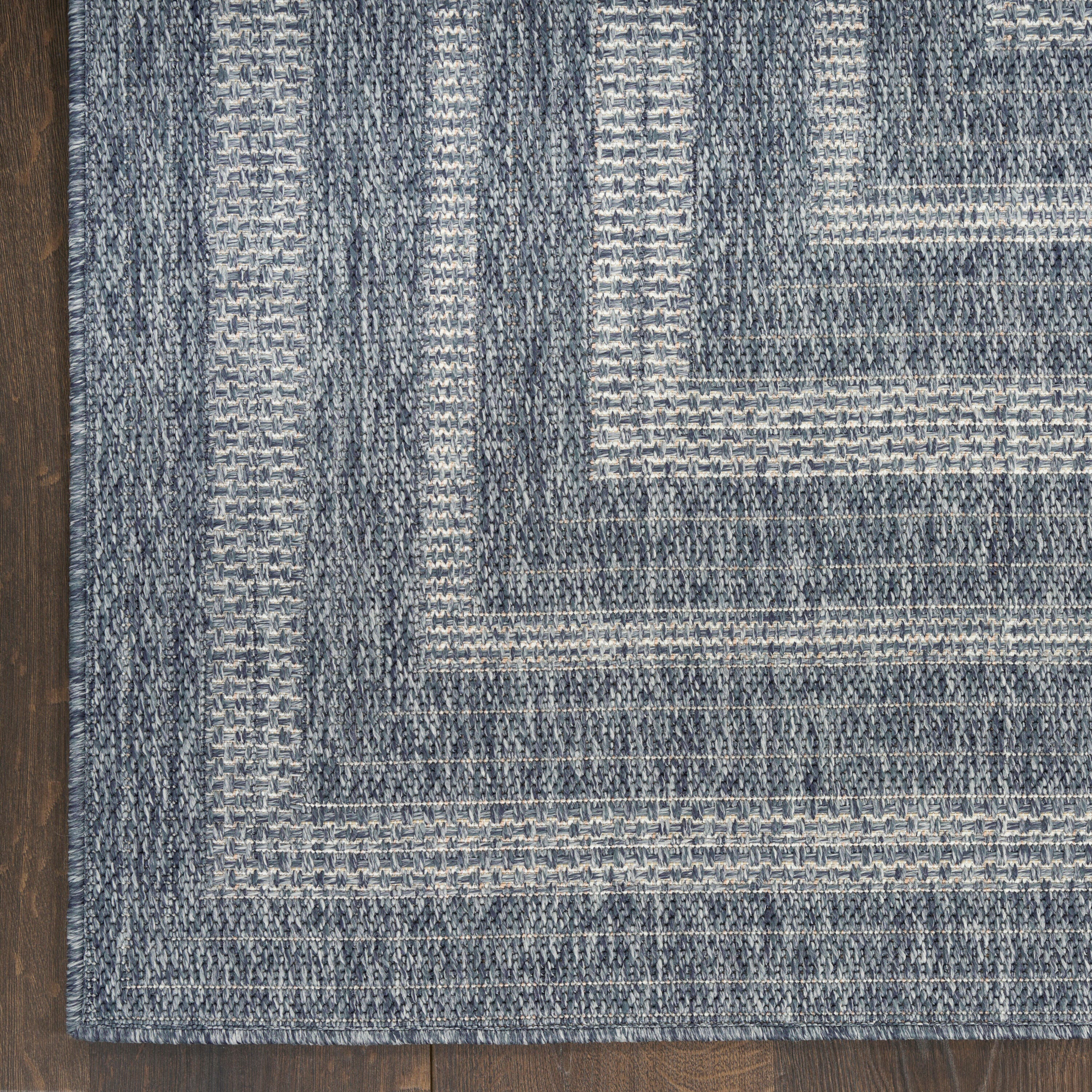 Nourison Home Tulum Geometric 2'2" x 10' Runner Rug, Denim, large
