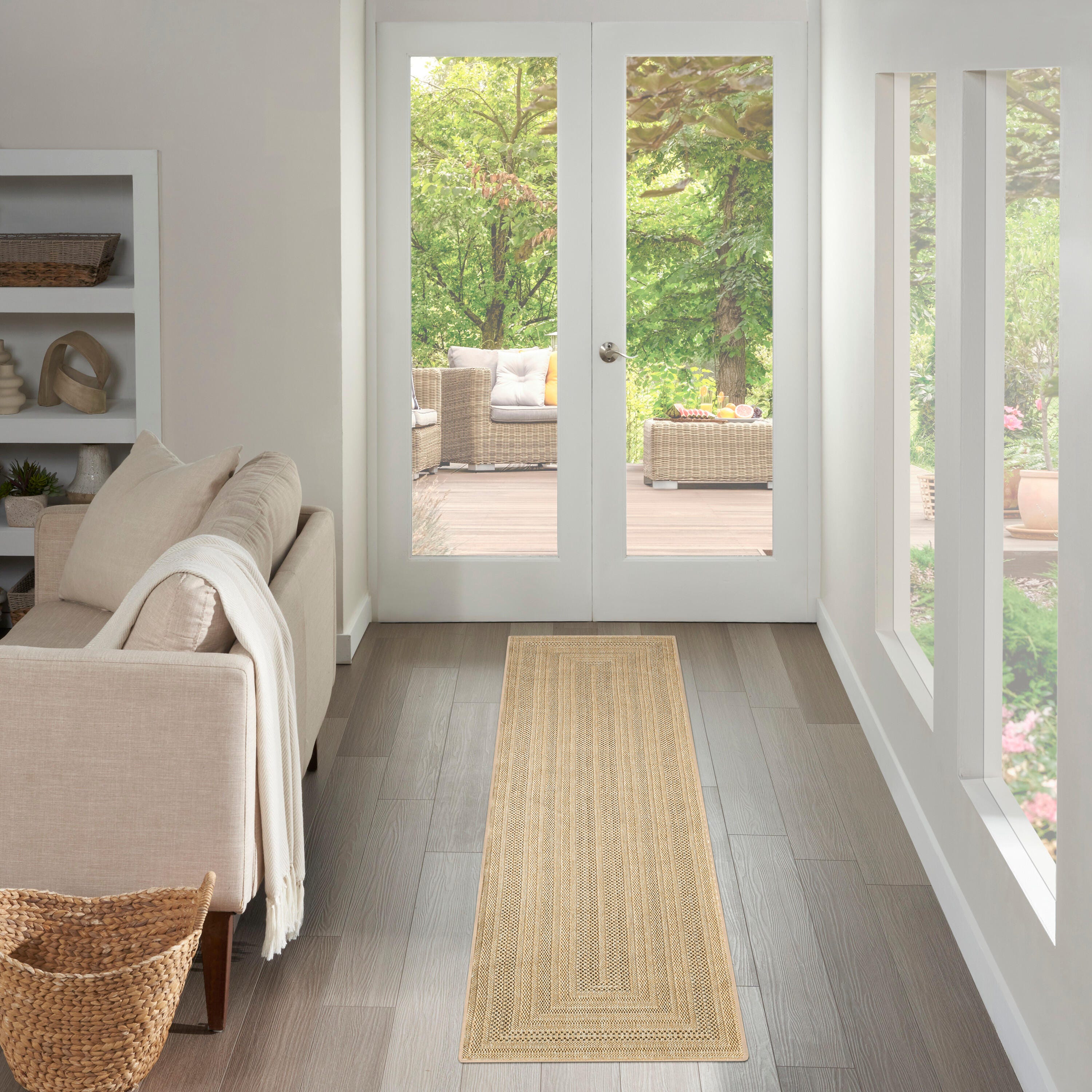 Nourison Home Tulum Geometric 2' x 6' Runner Rug, Taupe/Gray, rollover