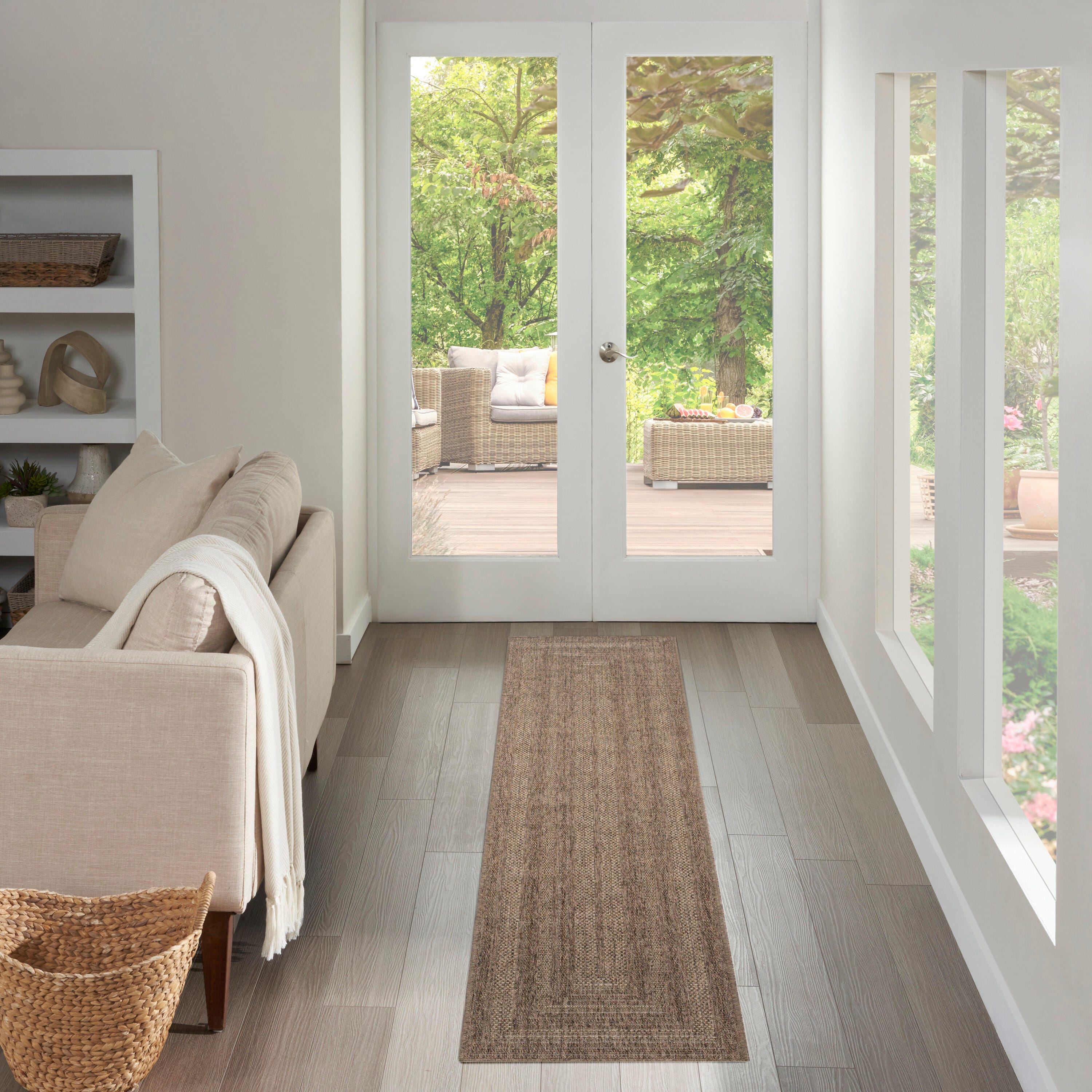 Nourison Home Tulum Geometric 2'2" x 8' Runner Rug, Brown, rollover