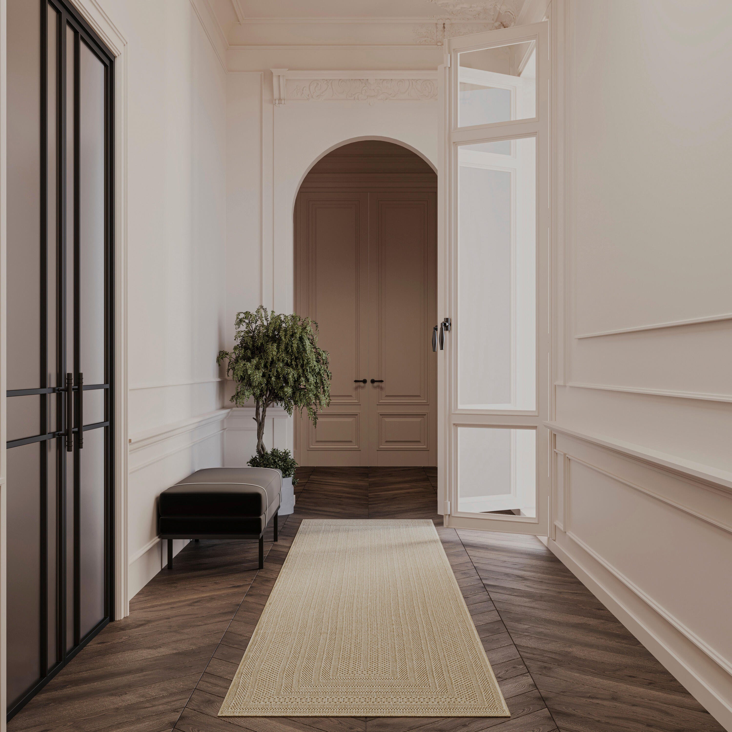 Nourison Home Tulum Geometric 2'2" x 8' Runner Rug, Taupe/Ivory, large