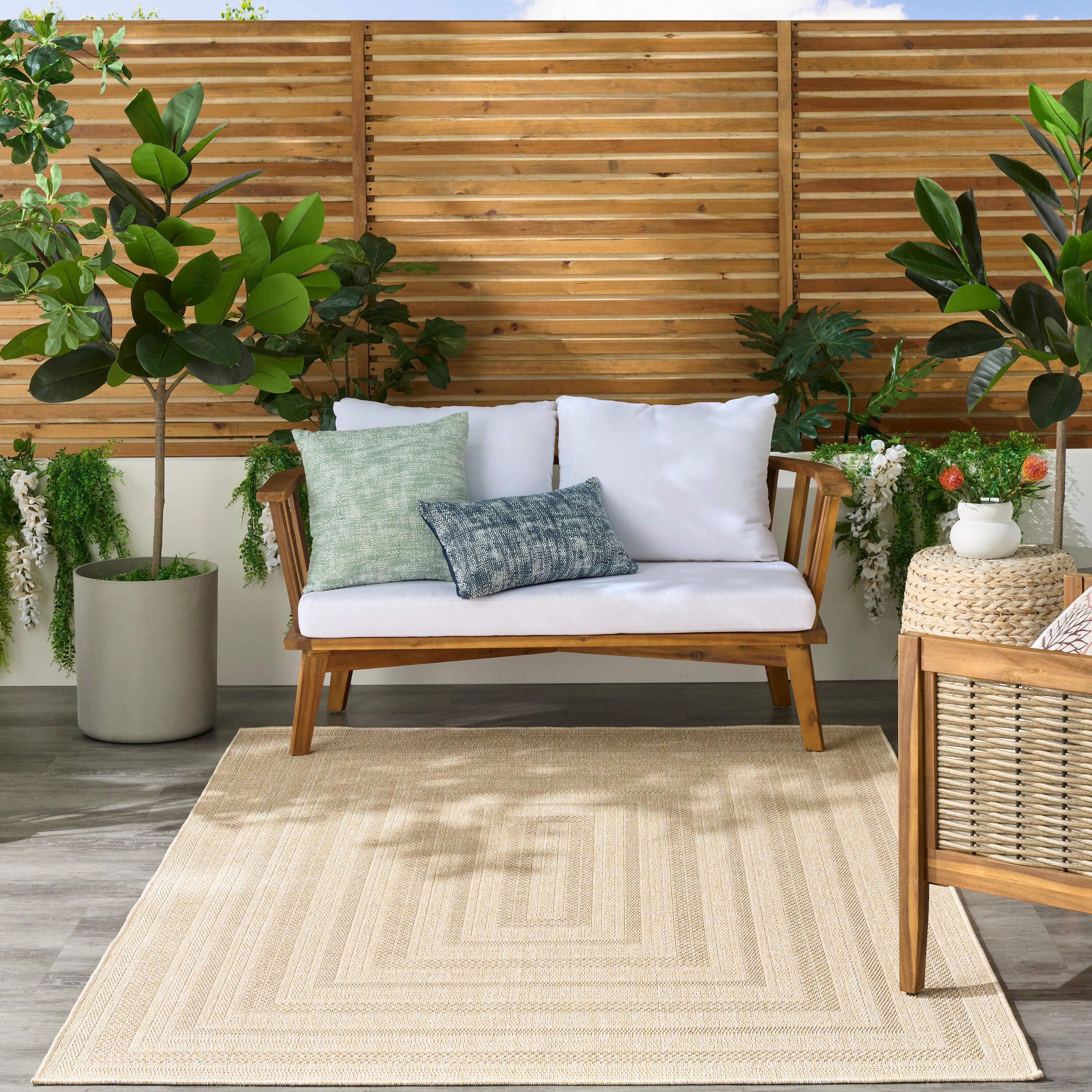 Nourison Home Tulum Geometric 4' x 6' Area Rug, Cream, large