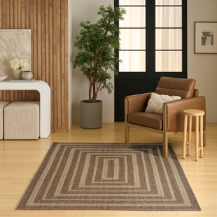 Nourison Home Tulum Geometric 5'3" x 7' Area Rug, Brown, rollover