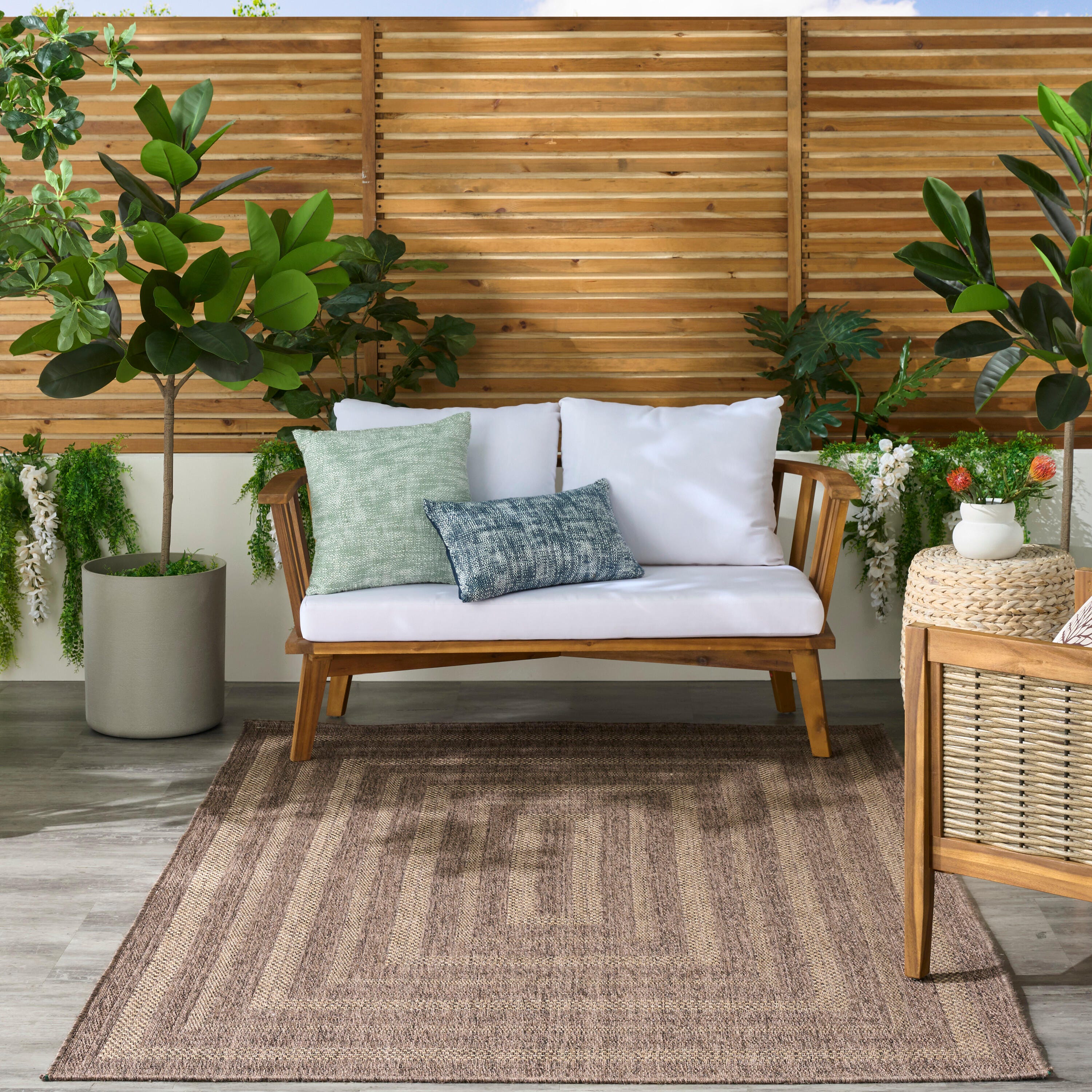 Nourison Home Tulum Geometric 5'3" x 7' Area Rug, Brown, large