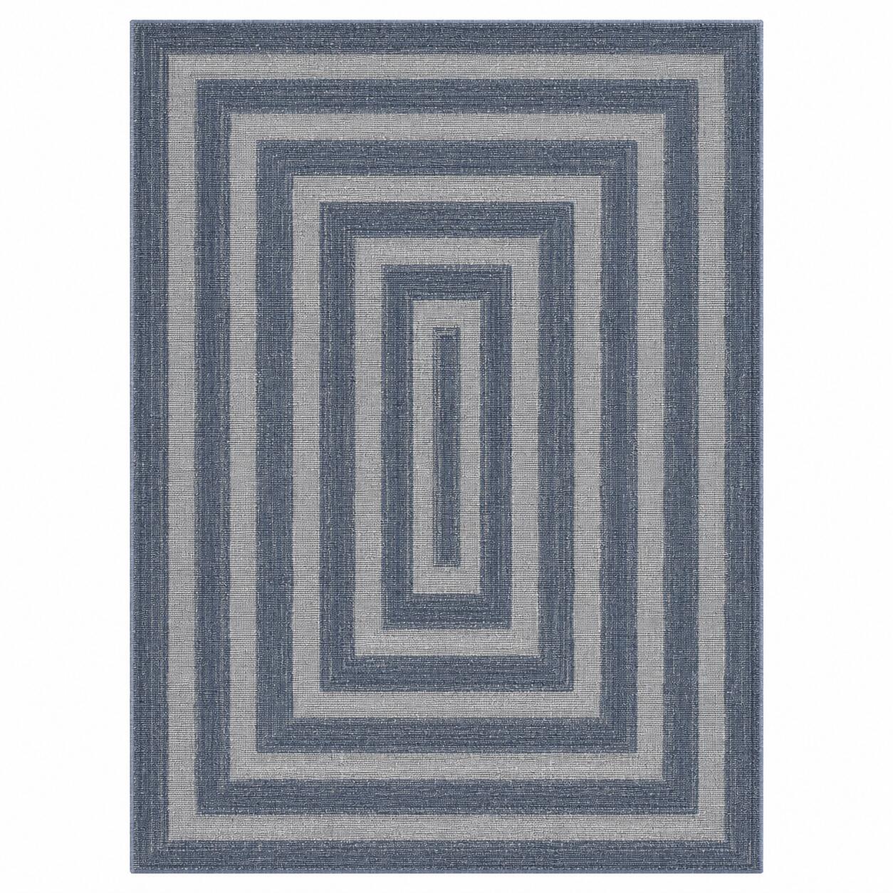 Nourison Home Tulum Geometric 5'3" x 7' Area Rug, Denim, large