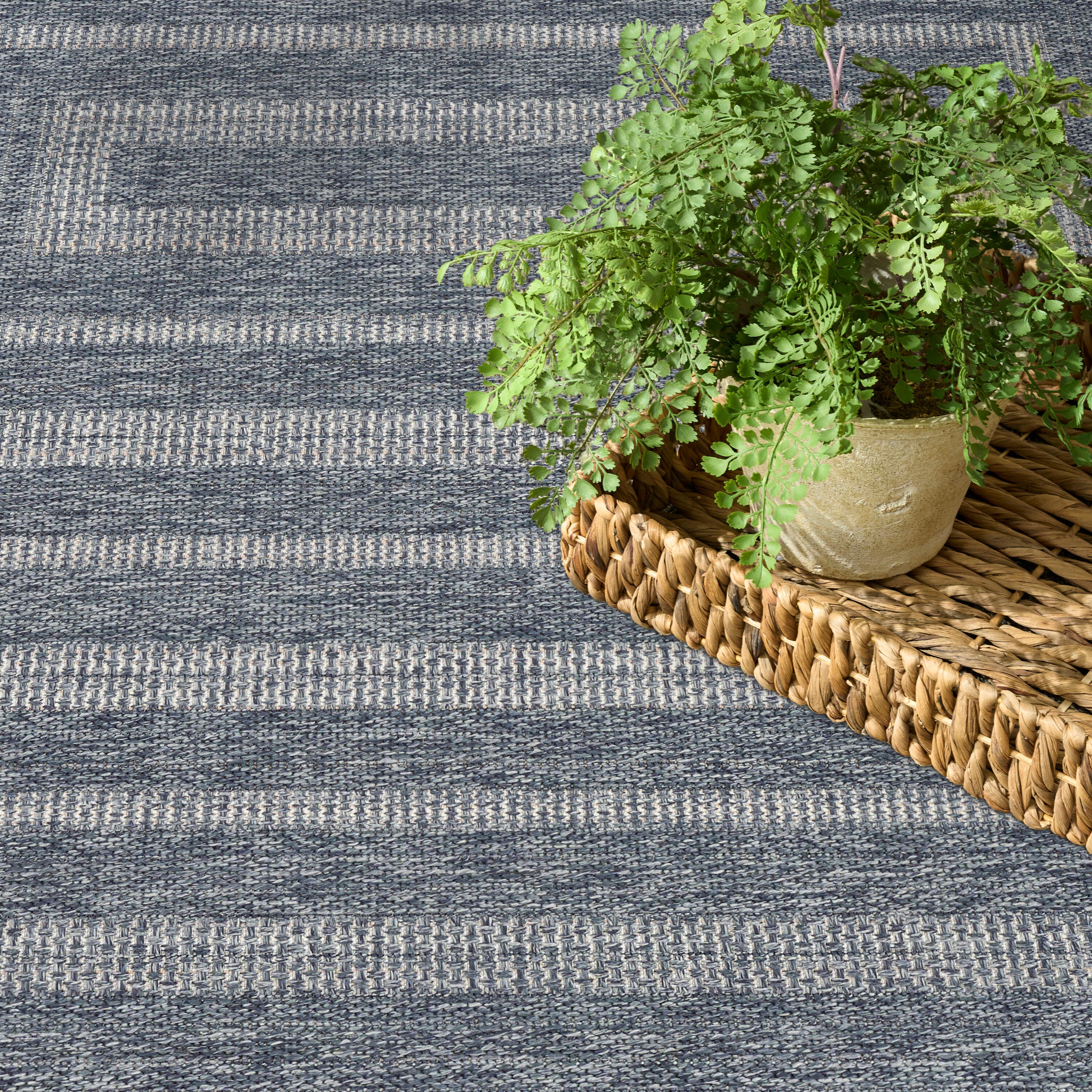 Nourison Home Tulum Geometric 5'3" x 7' Area Rug, Denim, large