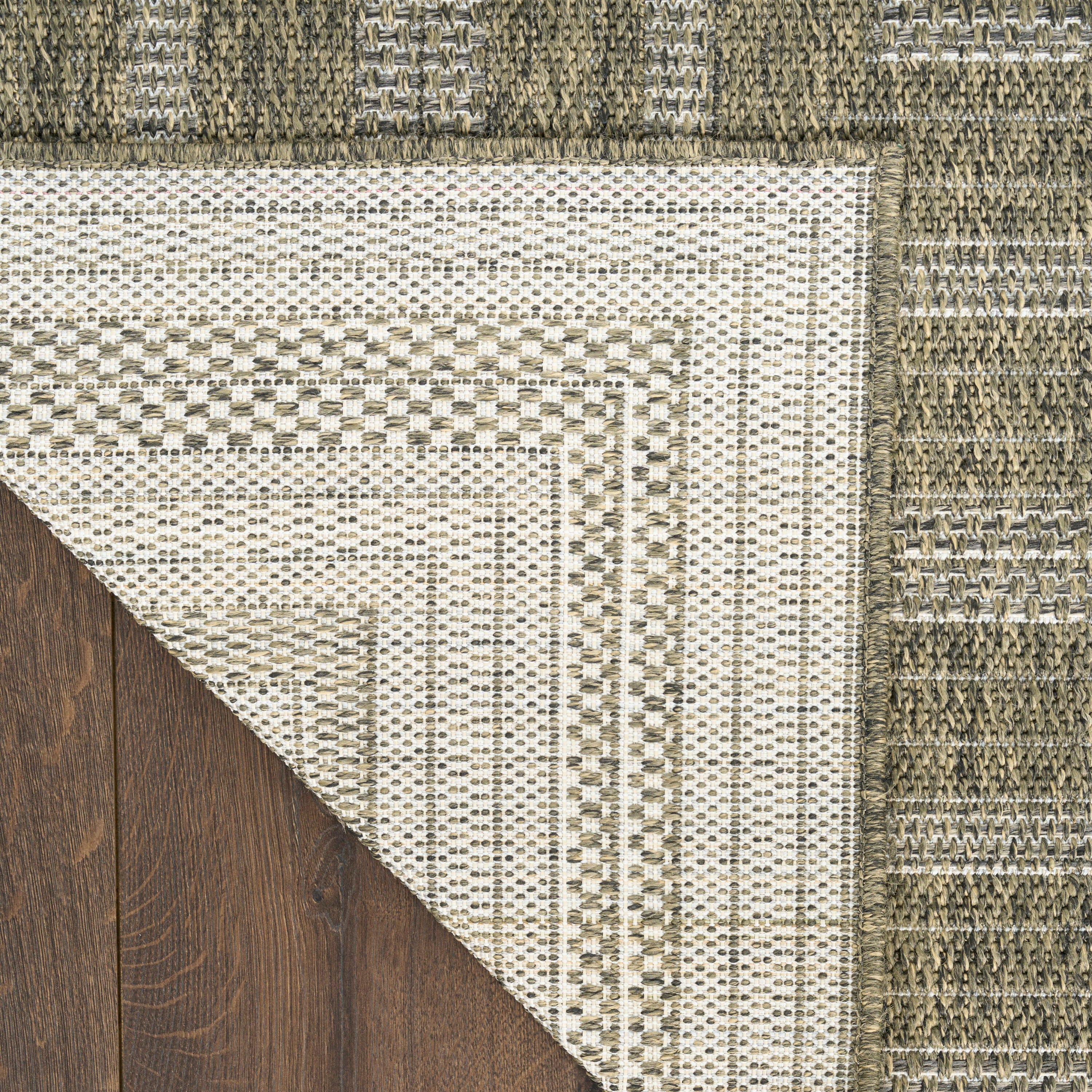 Nourison Home Tulum Geometric 5'3" x 7' Area Rug, Olive, large
