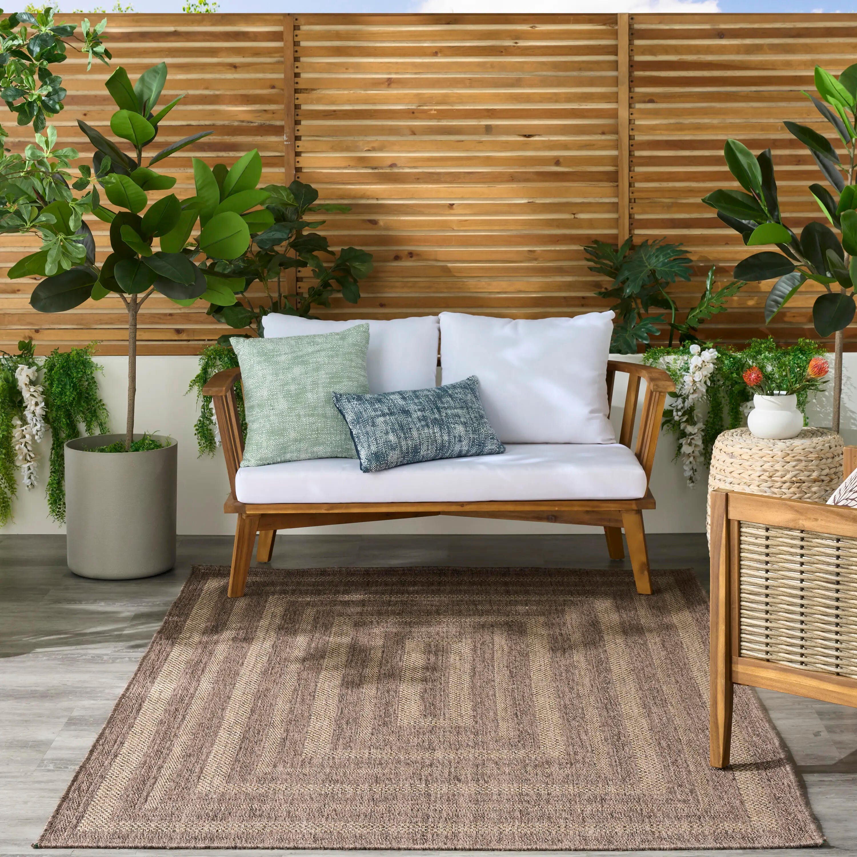 Nourison Home Tulum Geometric 6' x 9' Area Rug, Brown, rollover