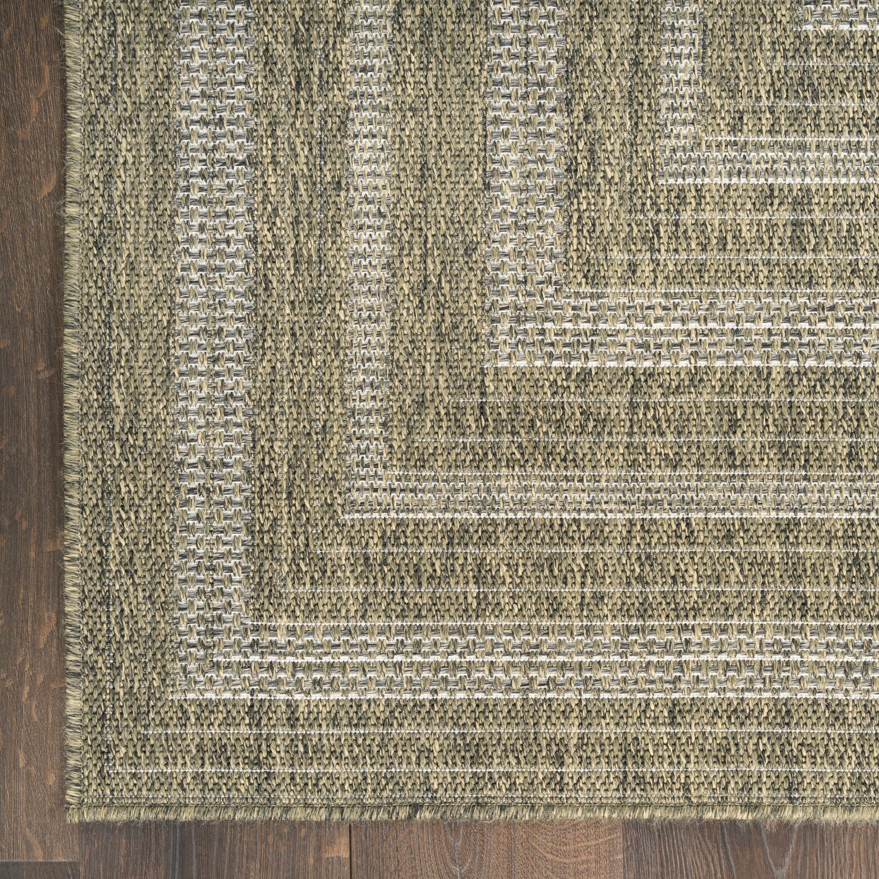 Nourison Home Tulum Geometric 6' x 9' Area Rug, Olive, large