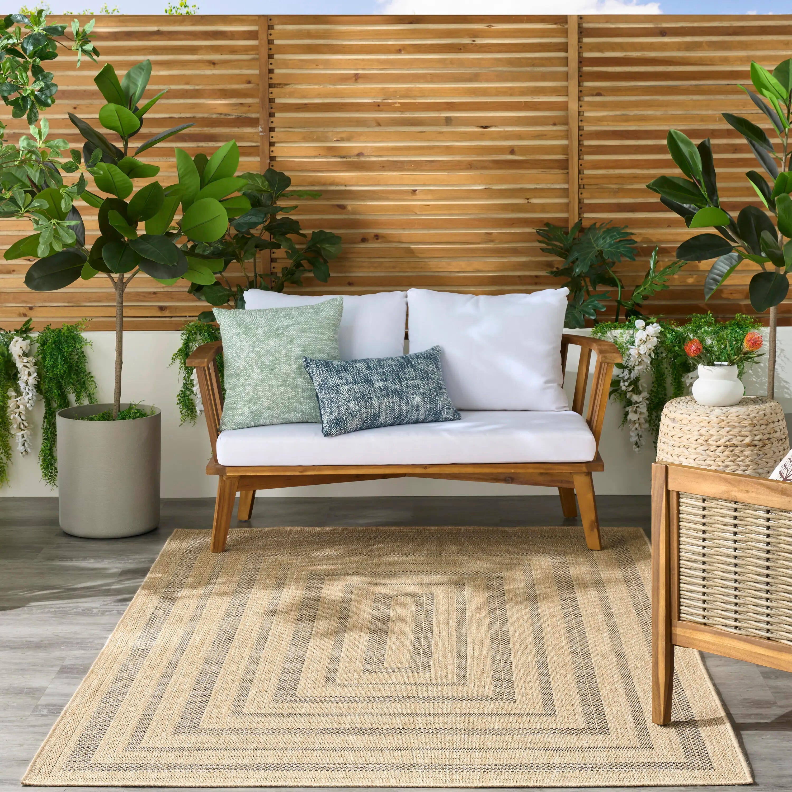 Nourison Home Tulum Geometric 6' x 9' Area Rug, Taupe/Gray, rollover