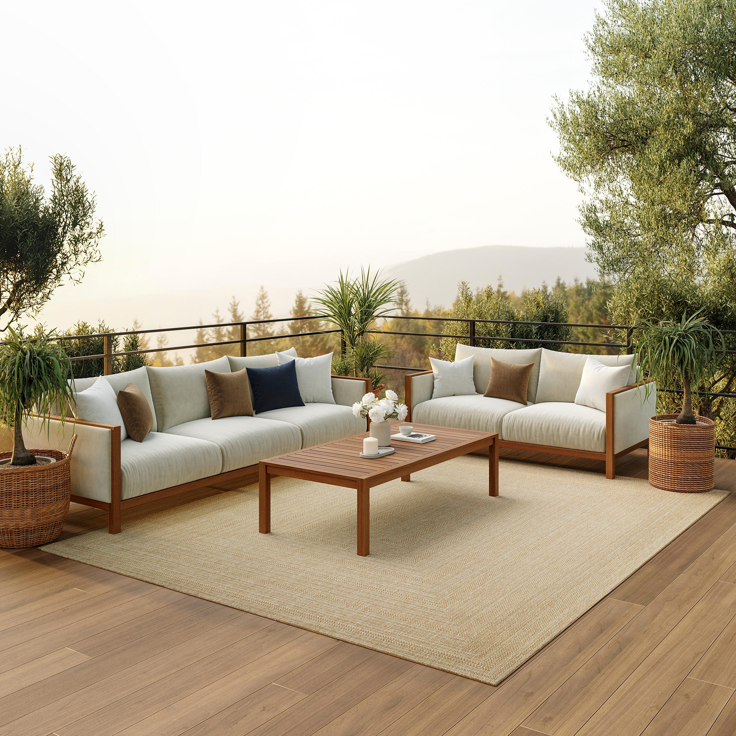 Nourison Home Tulum Geometric 6' x 9' Area Rug, Taupe/Ivory, rollover