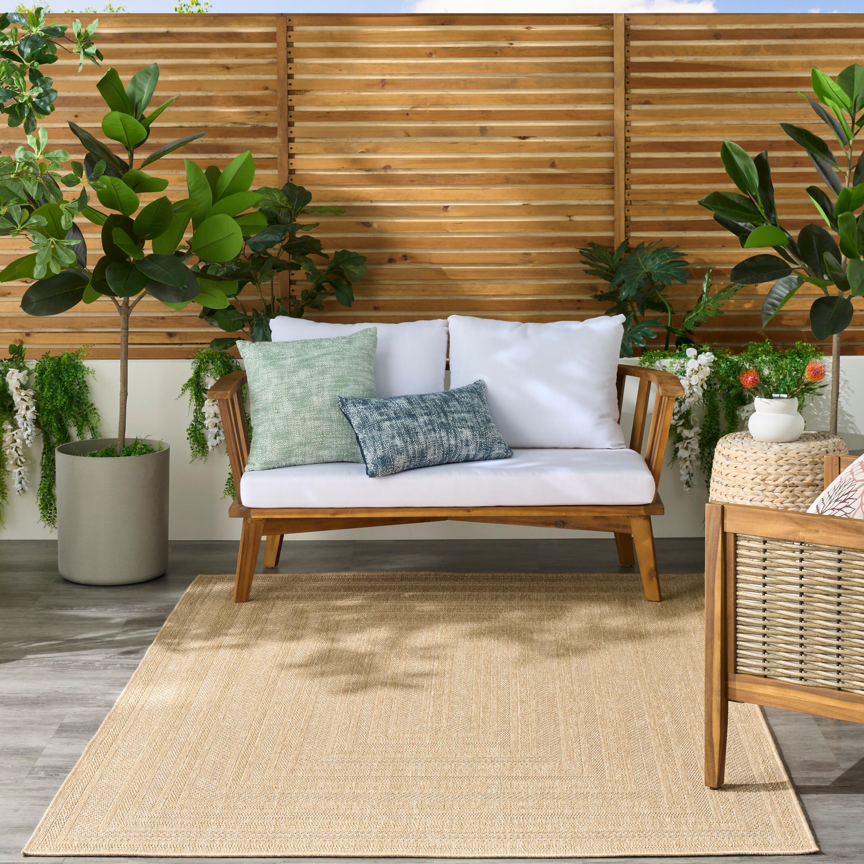 Nourison Home Tulum Geometric 6' x 9' Area Rug, Taupe/Ivory, large