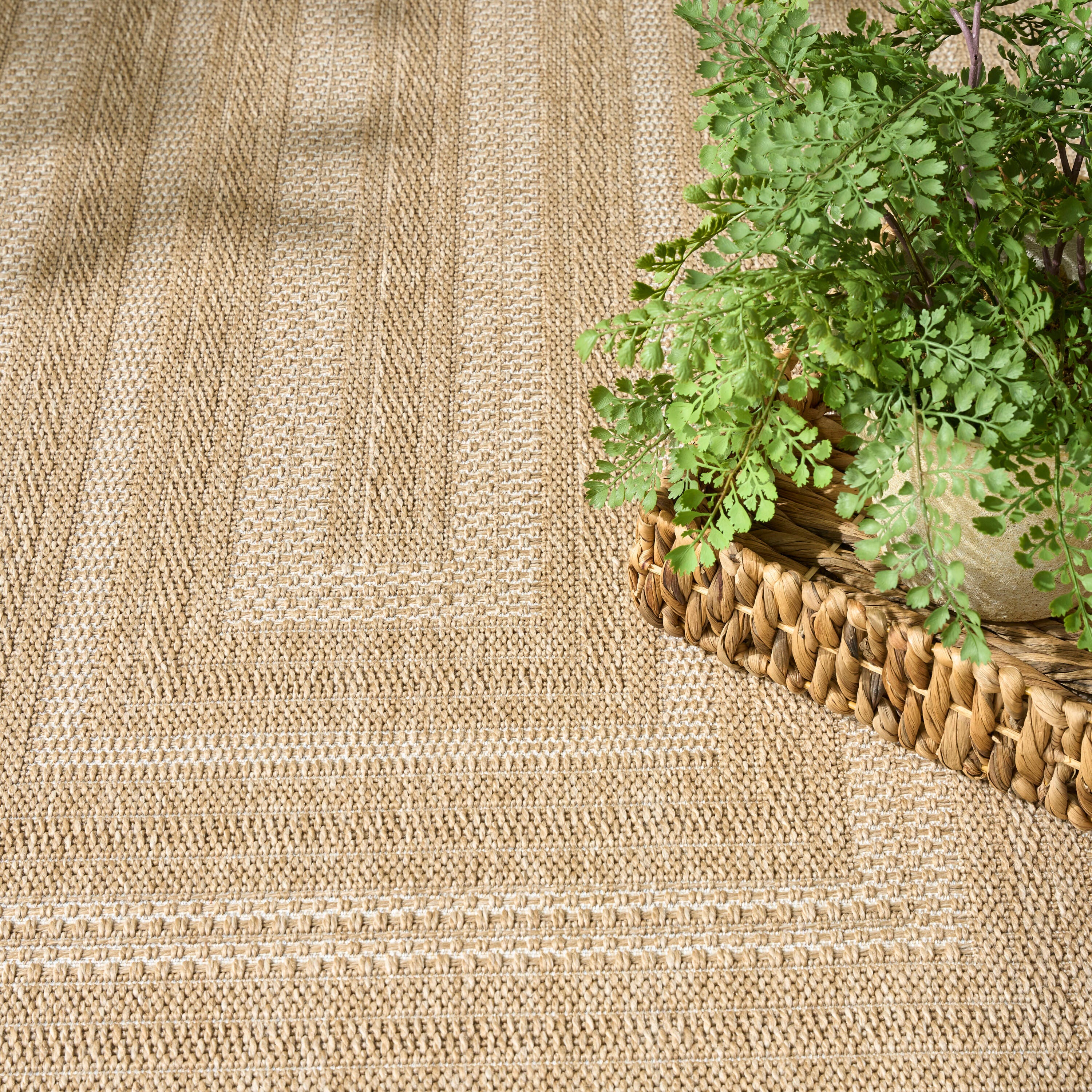 Nourison Home Tulum Geometric 8' Round Area Rug, Taupe/Ivory, large