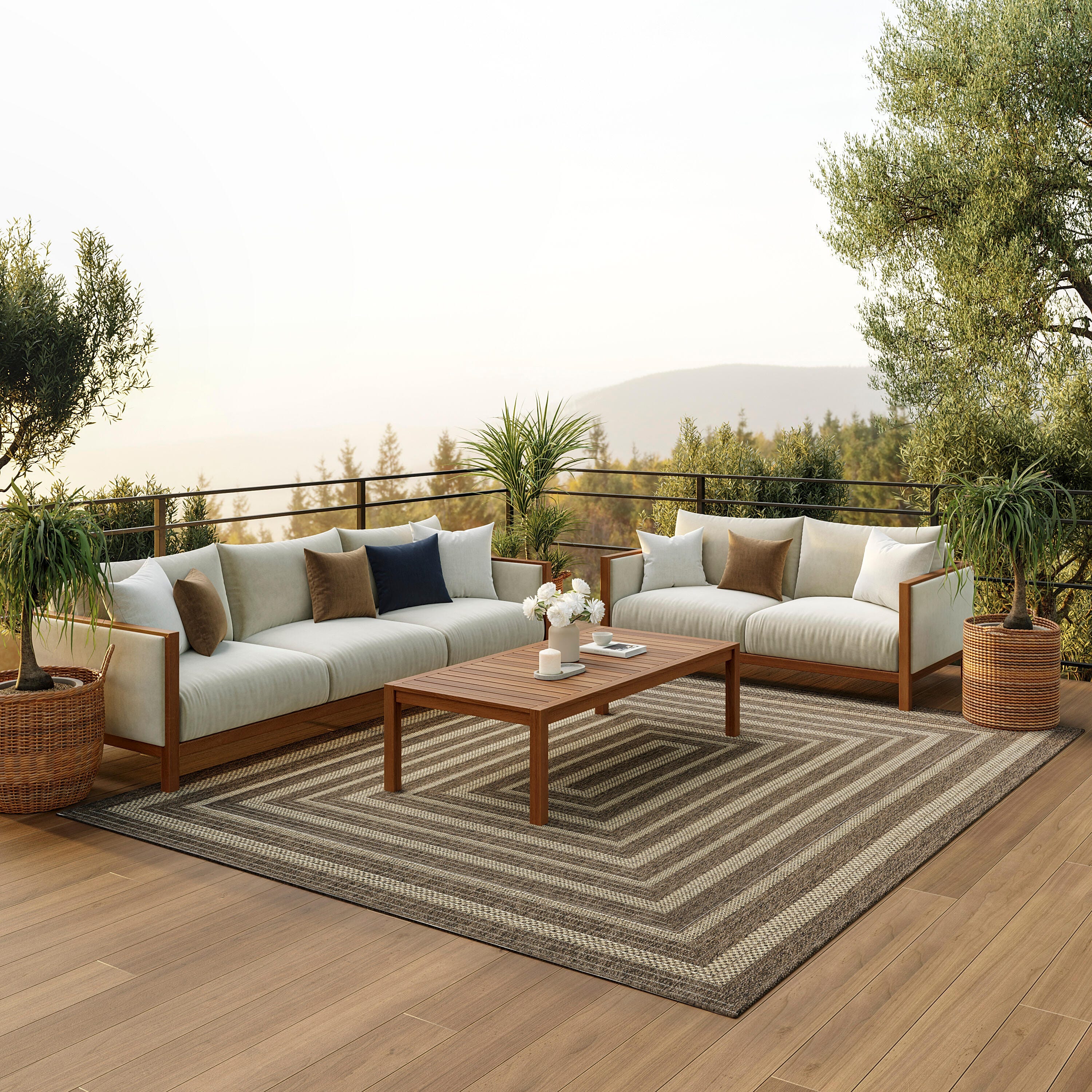 Nourison Home Tulum Geometric 8' x 10' Area Rug, Brown, large
