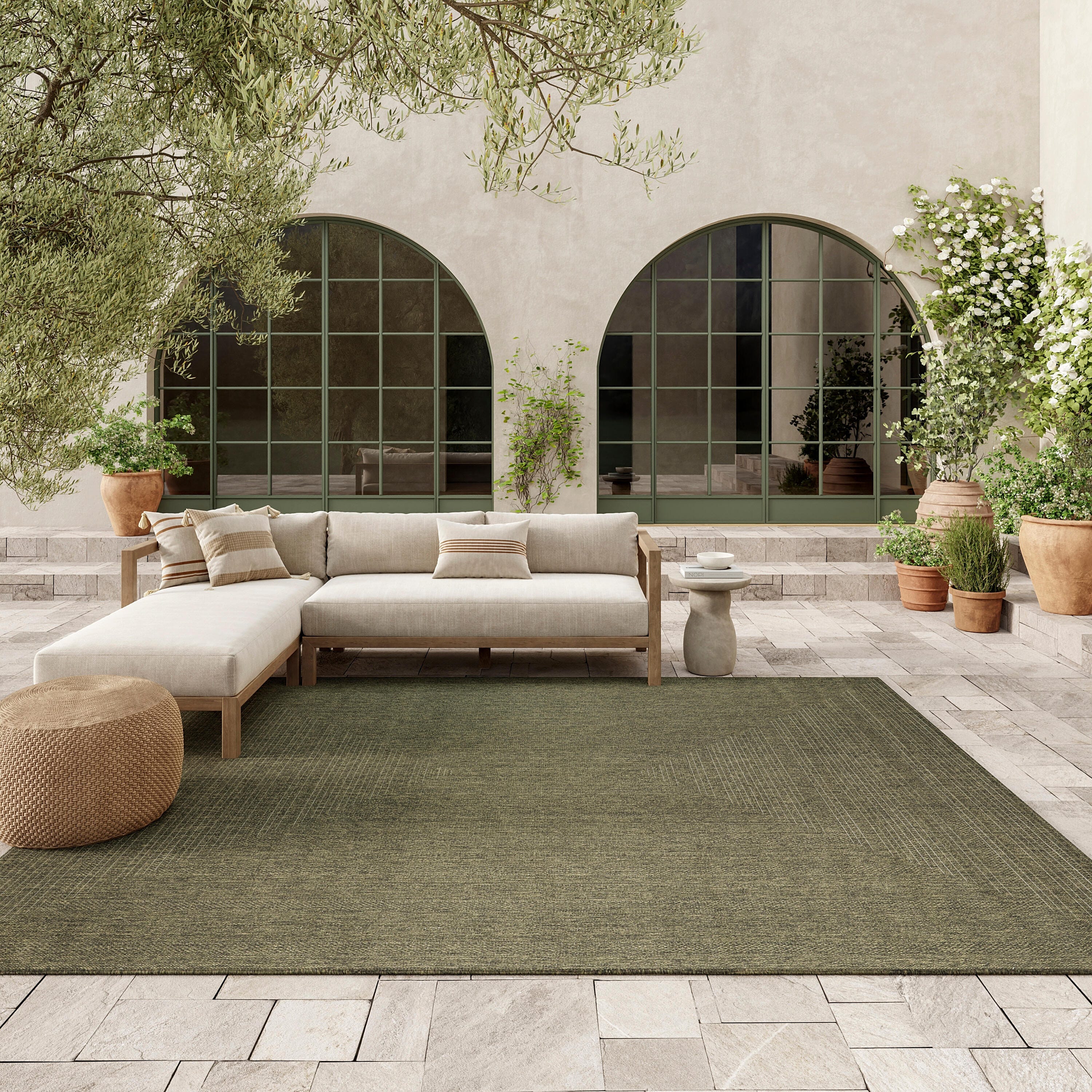 Nourison Home Tulum Geometric 8' x 10' Area Rug, Olive, large