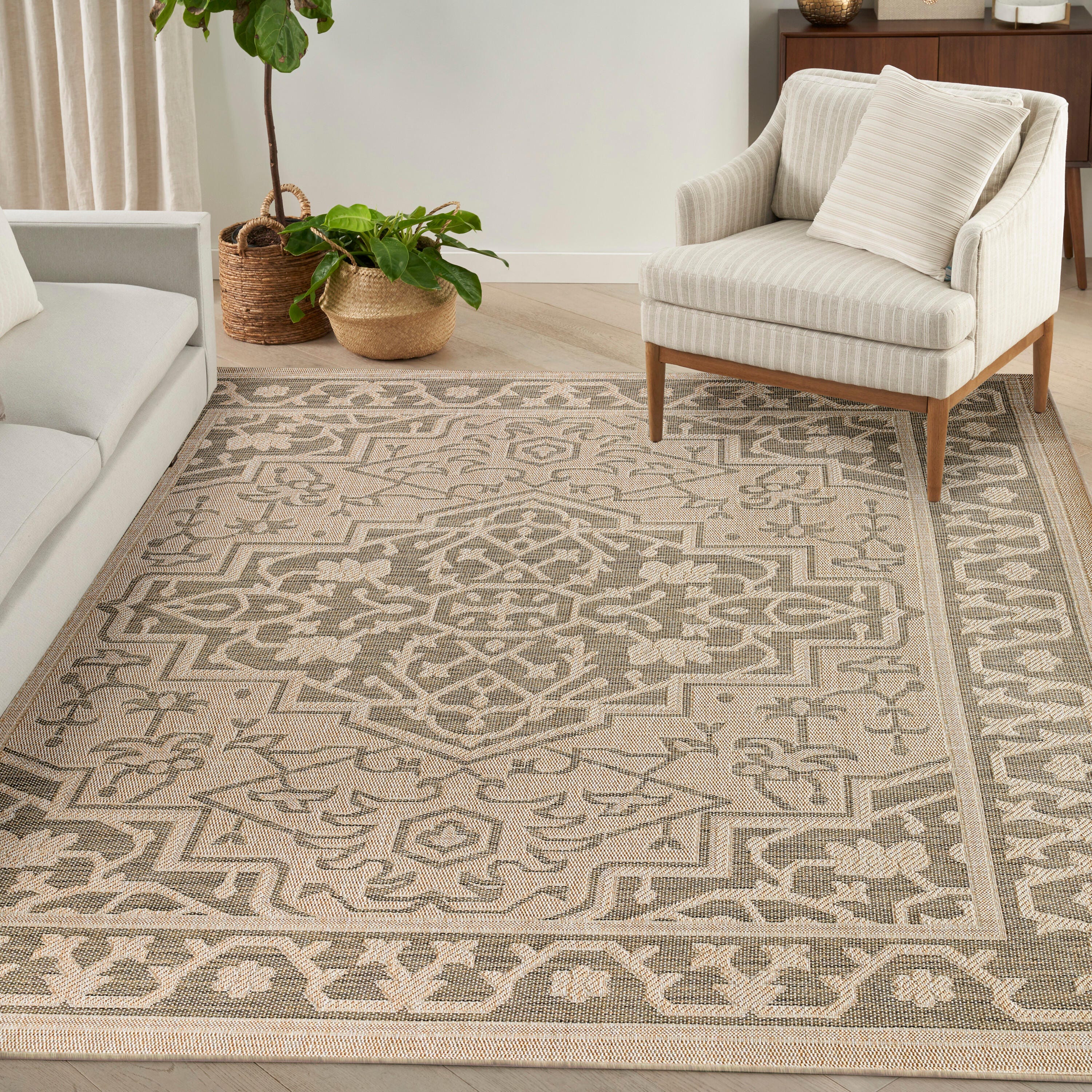 Nourison Home Tulum Persian 10' x 14' Area Rug, Taupe/Olive, rollover