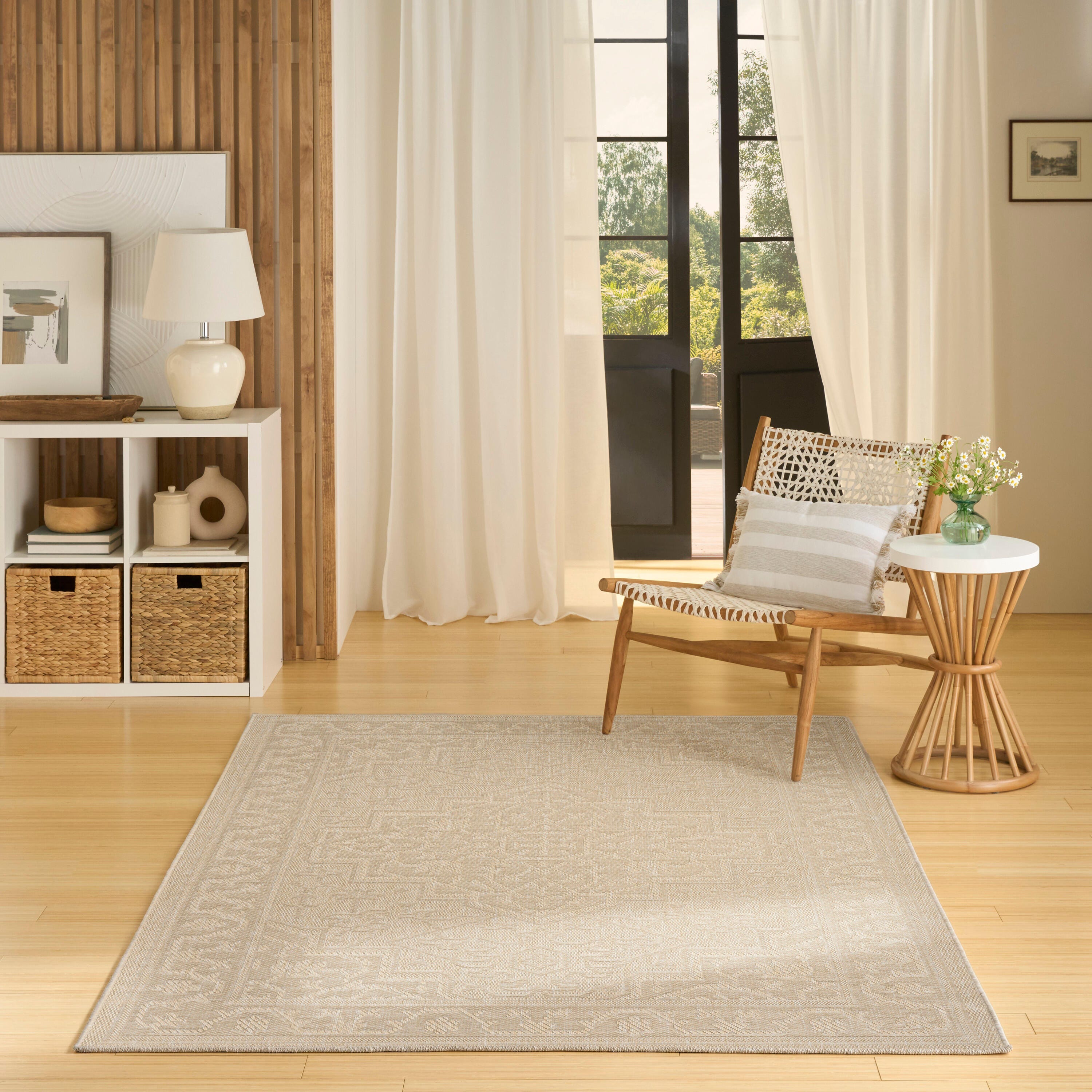 Nourison Home Tulum Persian 5'3" x 7' Area Rug, Cream, rollover