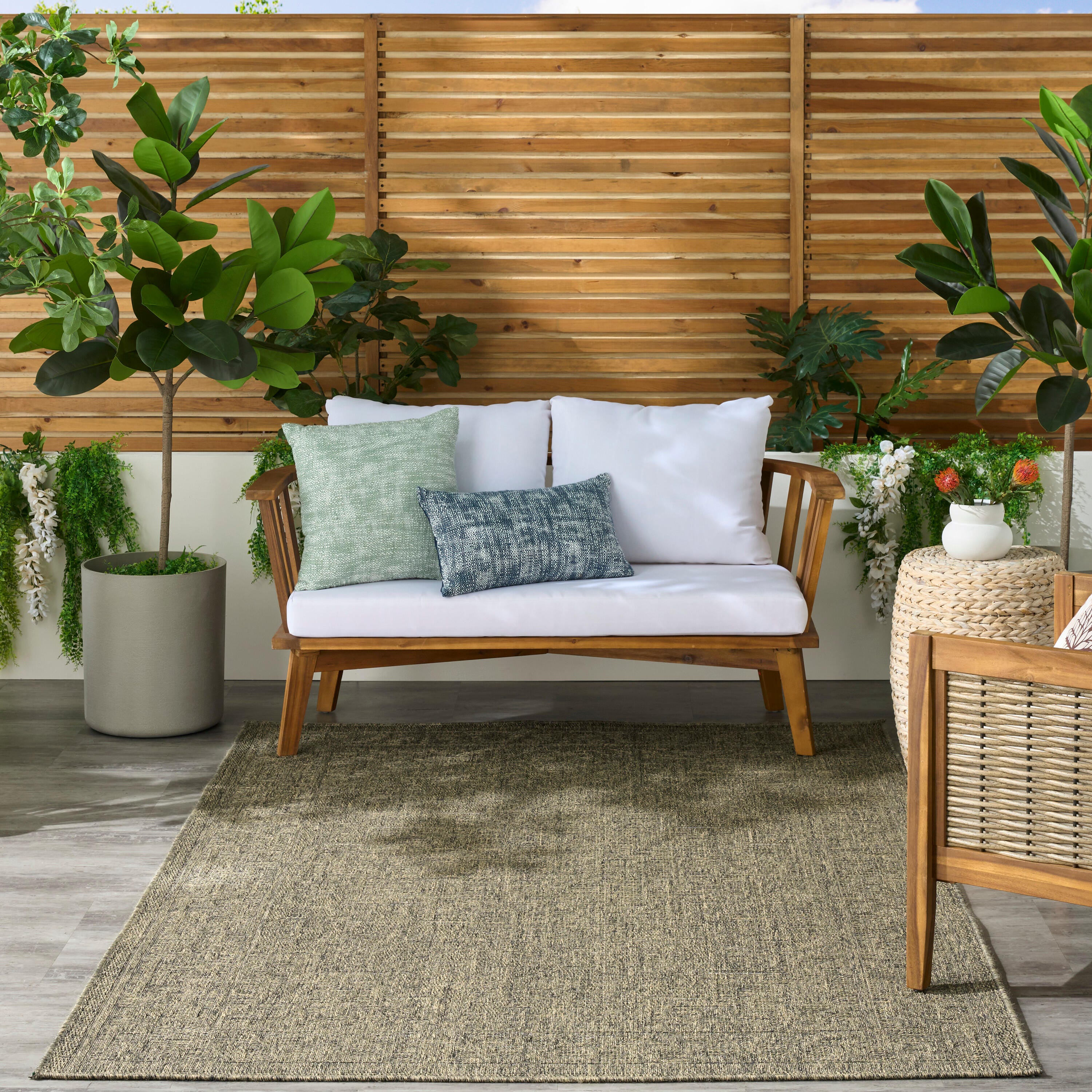 Nourison Home Tulum Persian 5'3" x 7' Area Rug, Olive, large