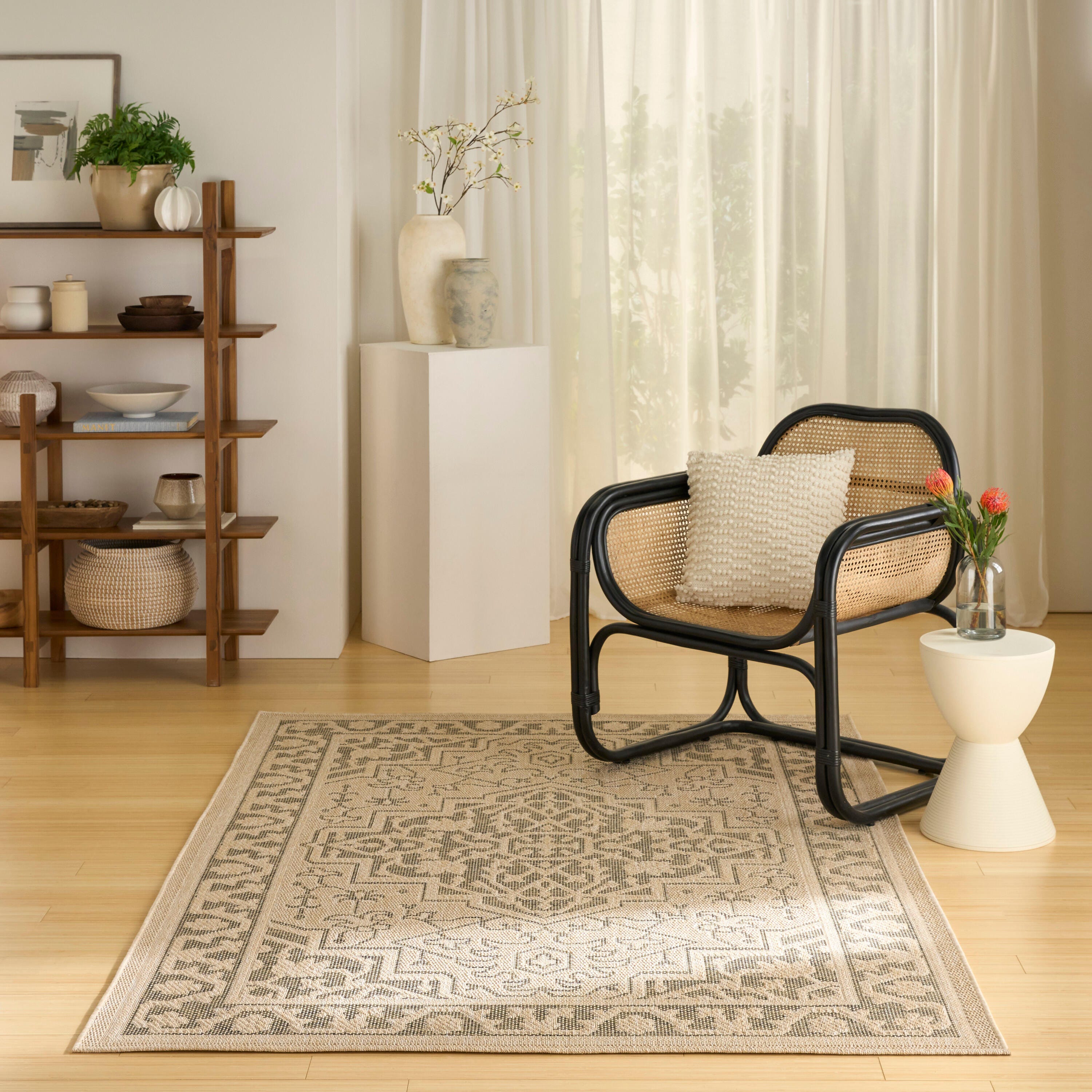 Nourison Home Tulum Persian 5'3" x 7' Area Rug, Taupe/Olive, rollover