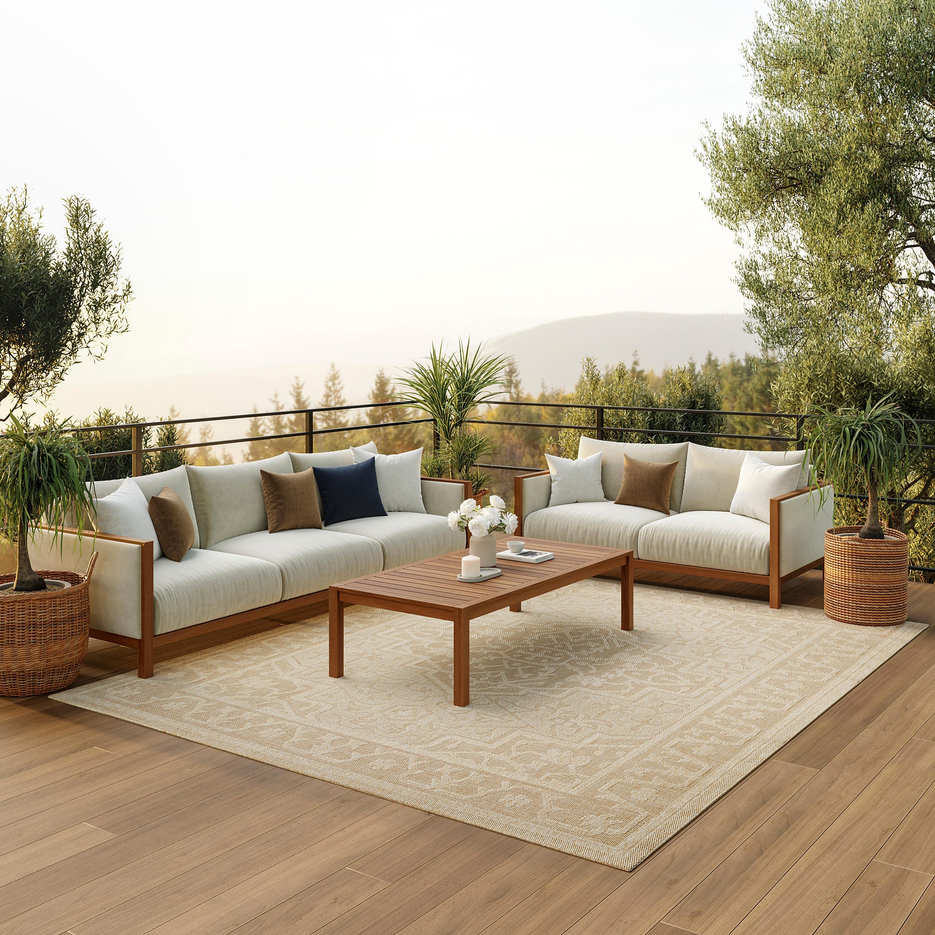 Nourison Home Tulum Persian 6' x 9' Area Rug, Cream, rollover