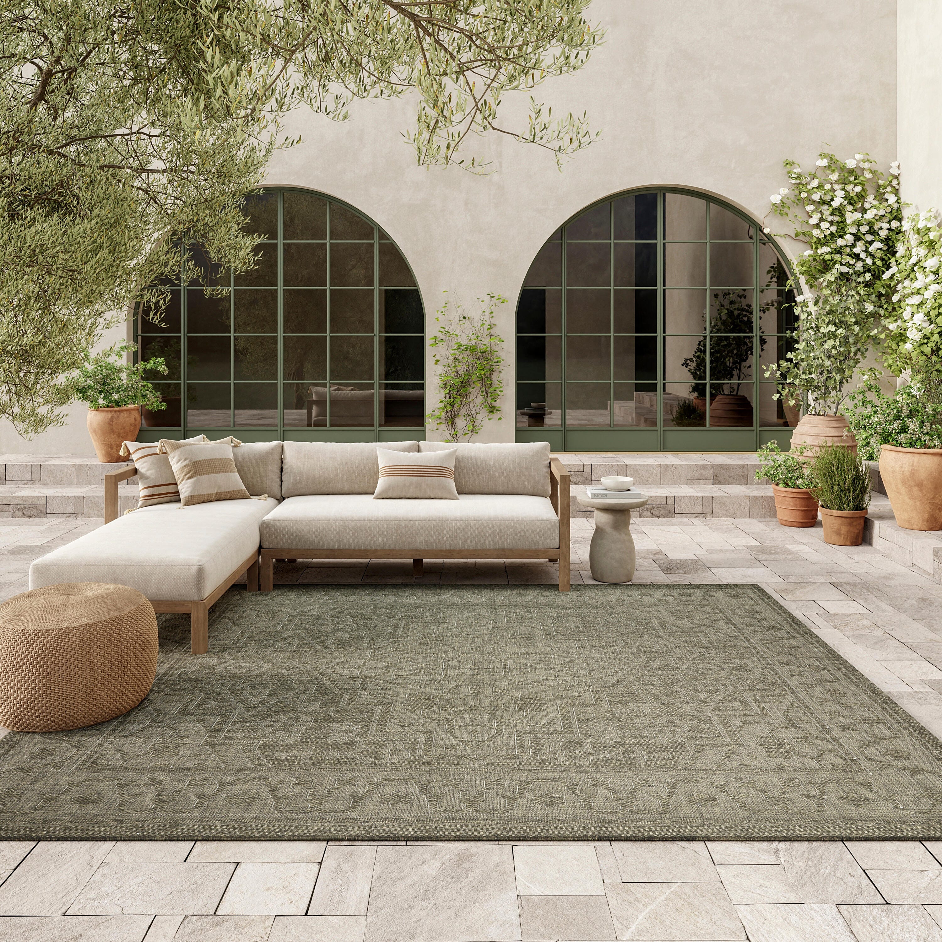 Nourison Home Tulum Persian 6' x 9' Area Rug, Olive, large