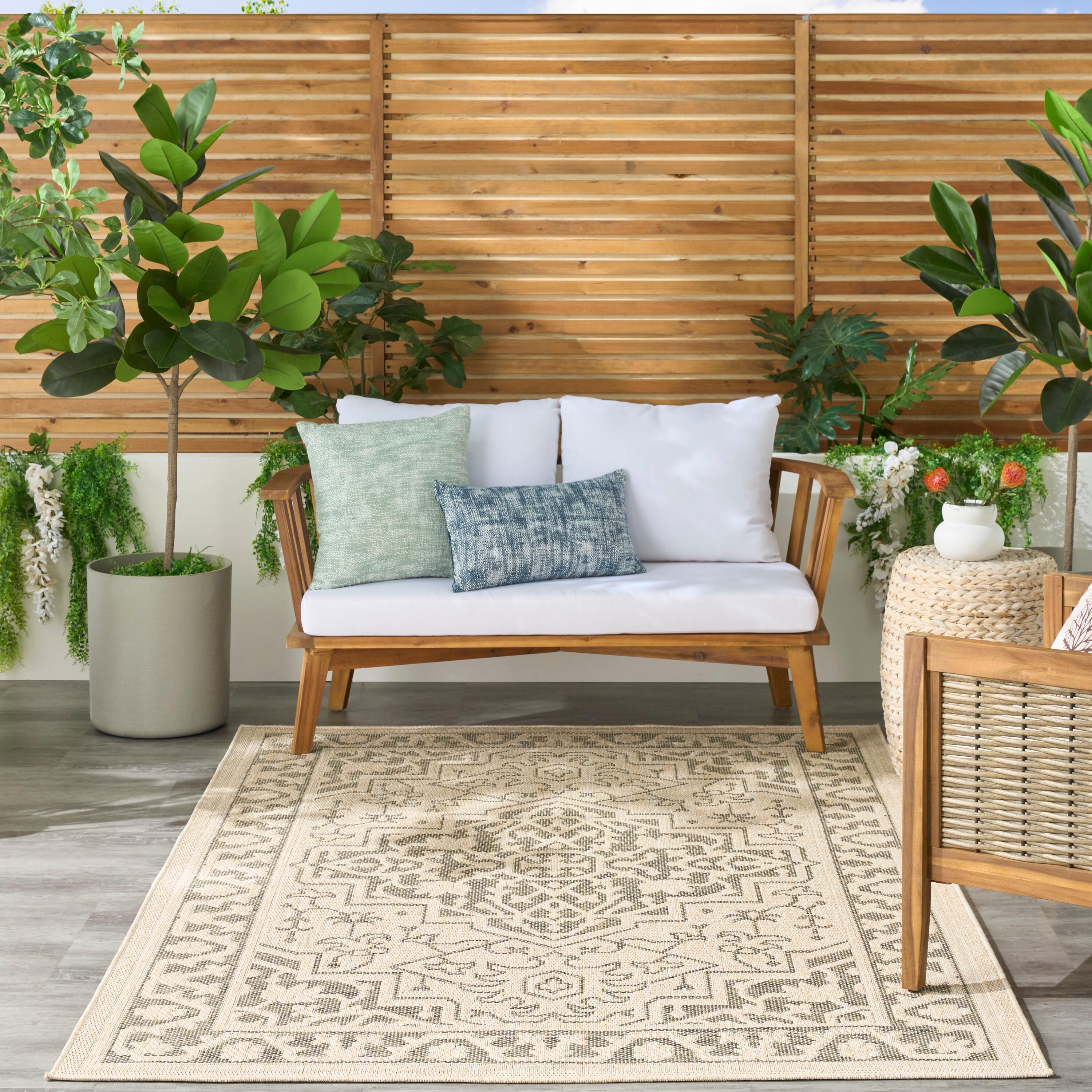 Nourison Home Tulum Persian 6' x 9' Area Rug, Taupe/Olive, large