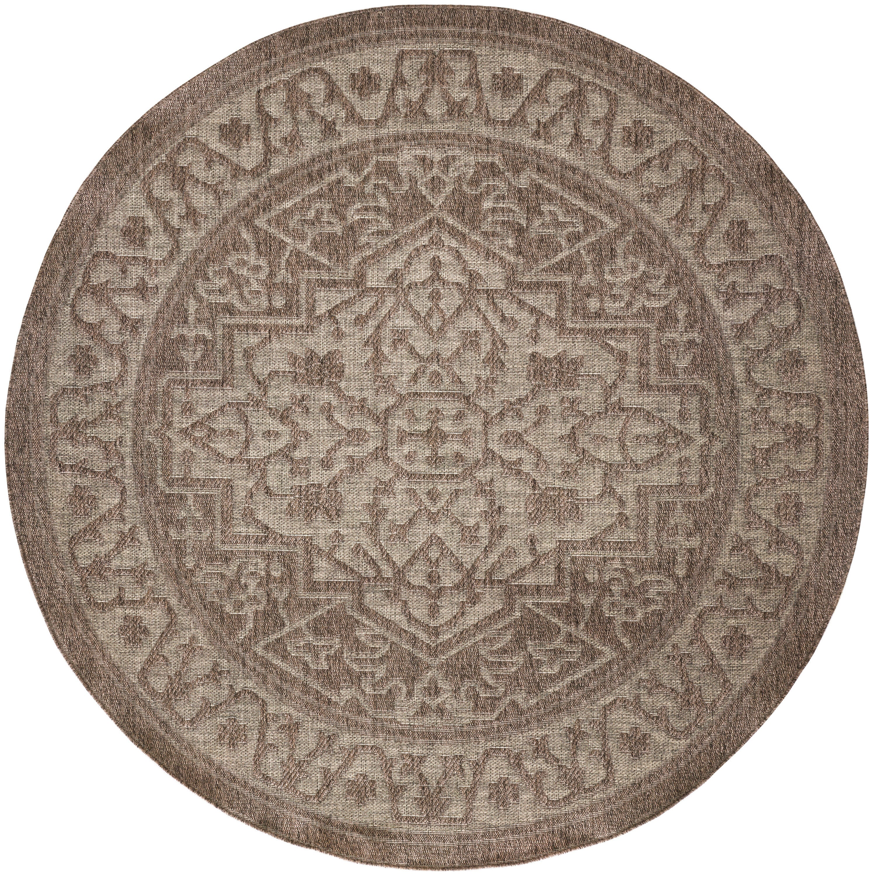 Nourison Home Tulum Persian 8' Round Area Rug, Brown, large