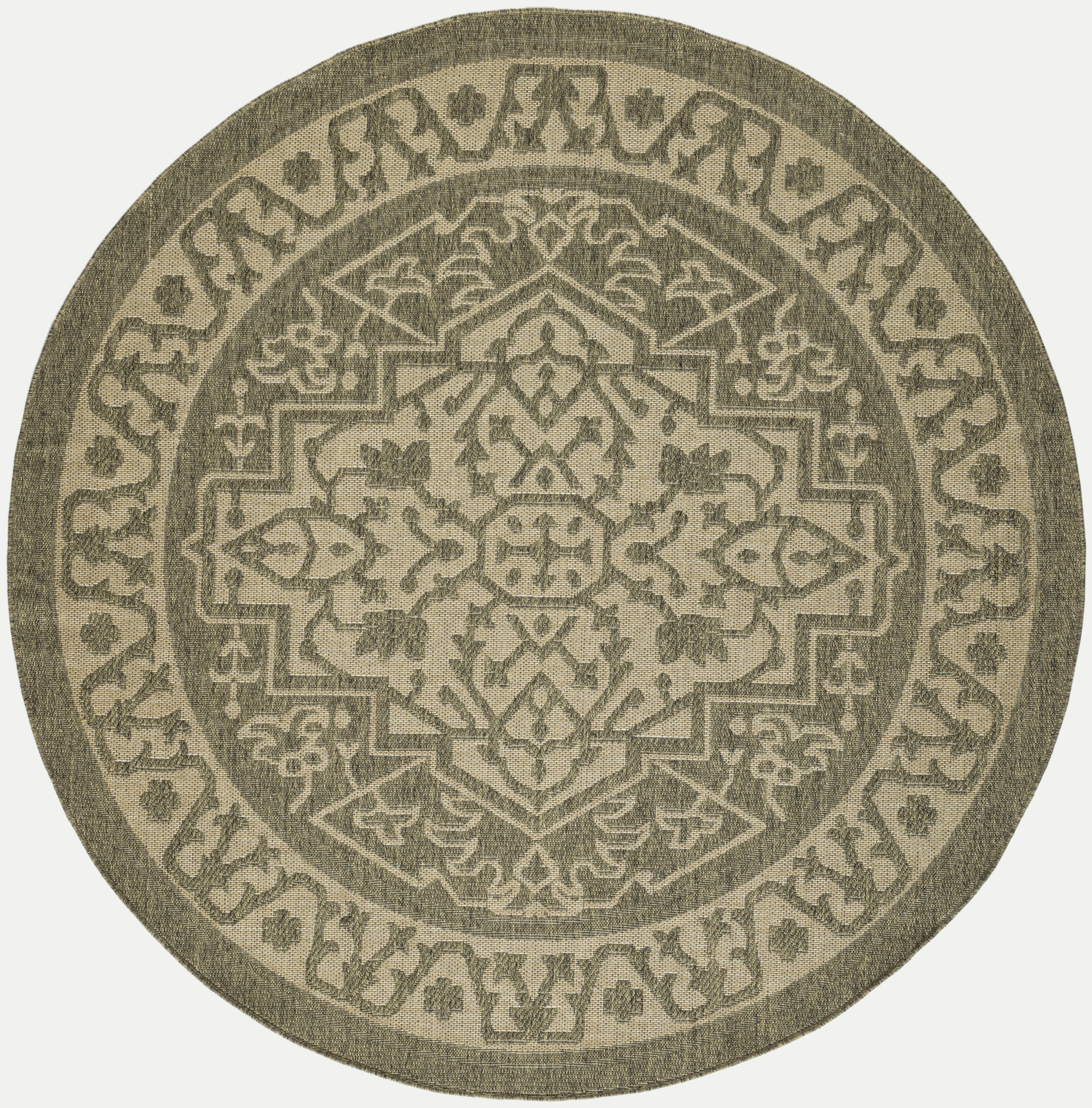 Nourison Home Tulum Persian 8' Round Area Rug, Olive, large