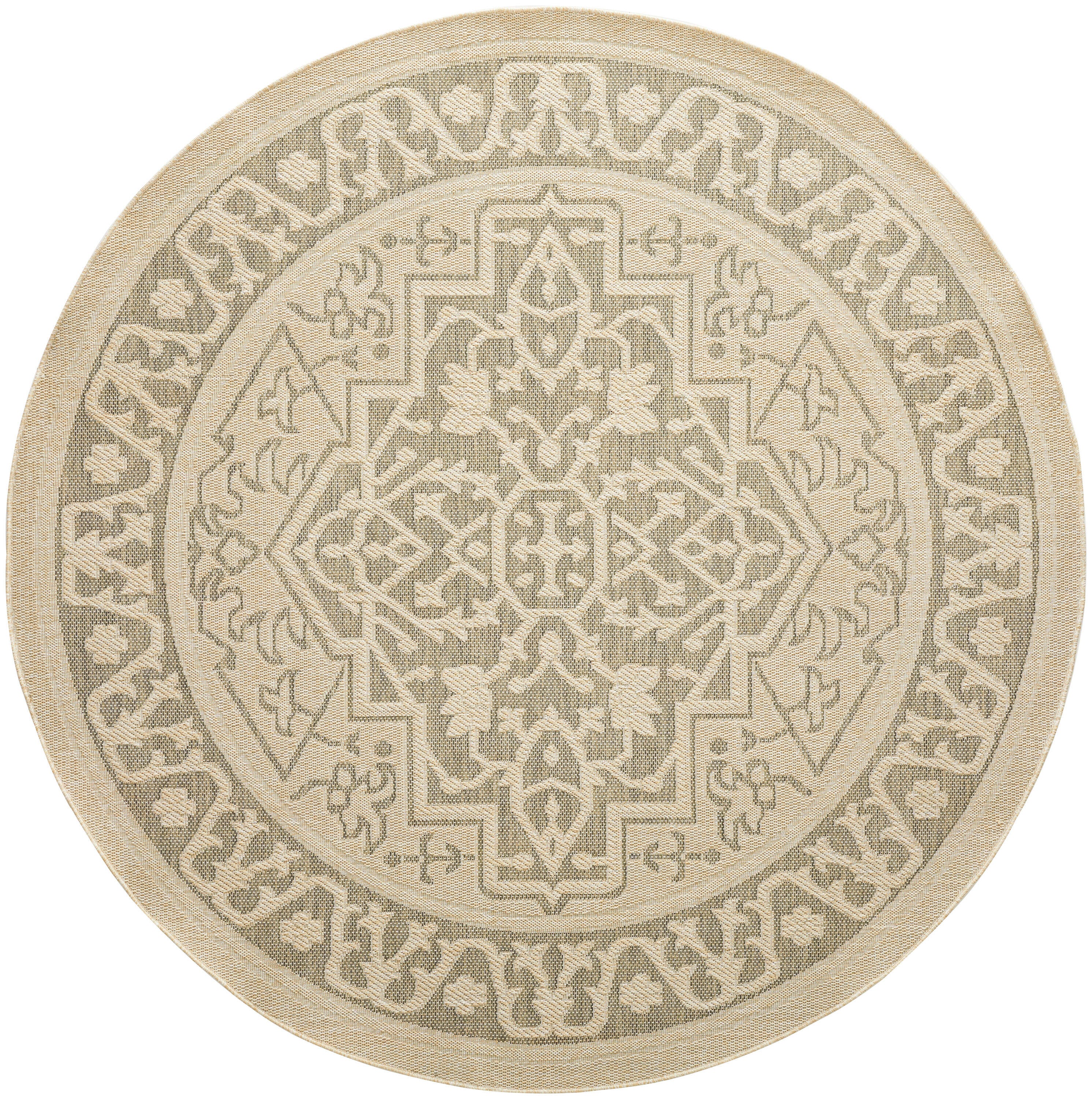 Nourison Home Tulum Persian 8' Round Area Rug, Taupe/Olive, large