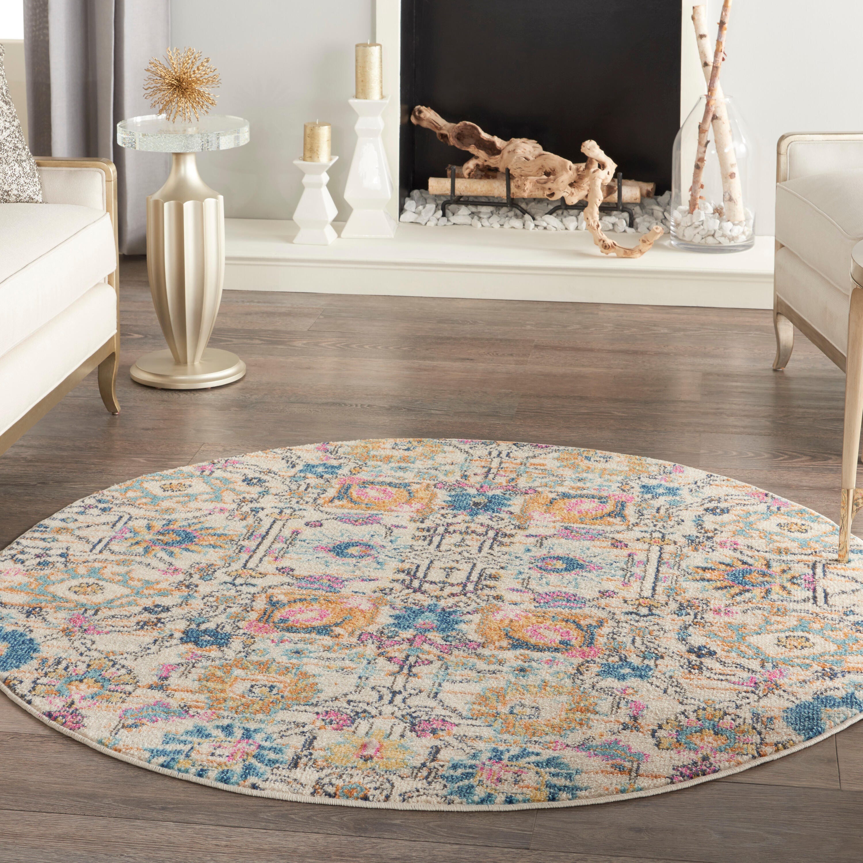 Nourison Home Passion Lush 4' Round Area Rug, Ivory/Multi, rollover
