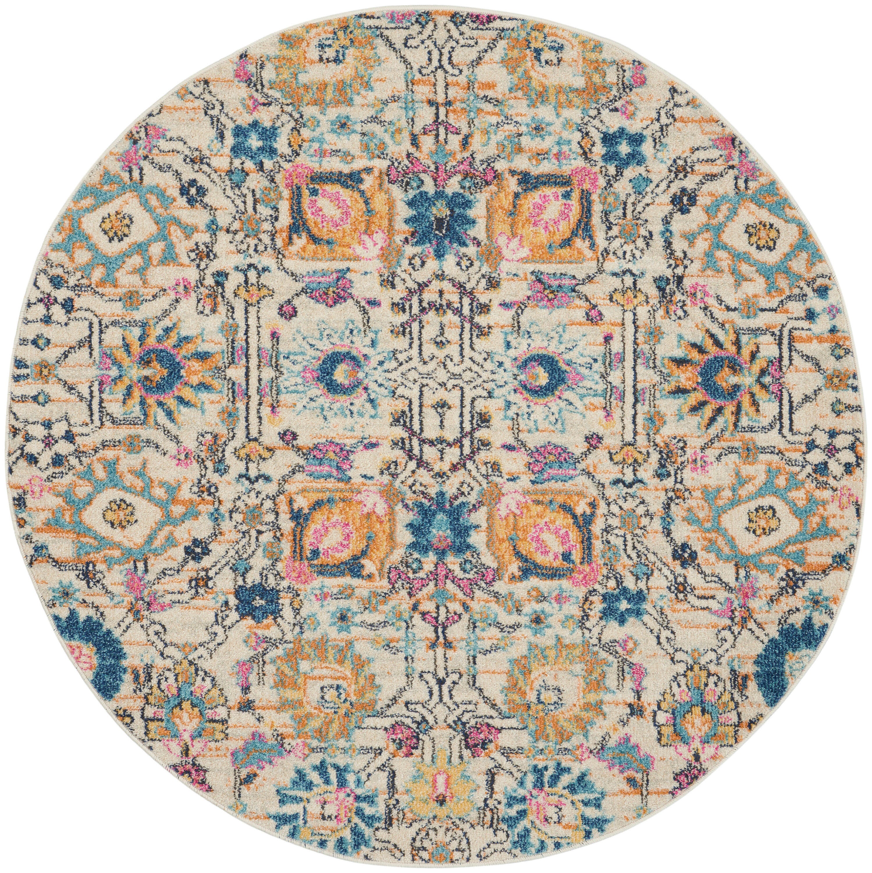 Nourison Home Passion Lush 4' Round Area Rug, Ivory/Multi, large